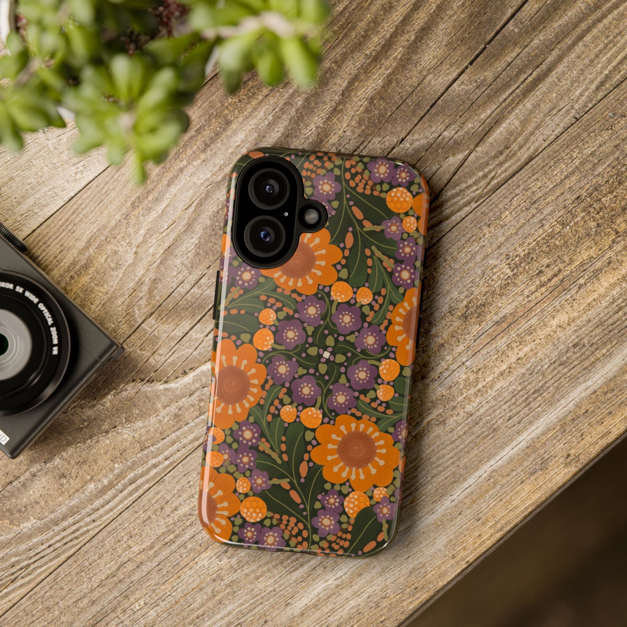 Retro Orange Floral Phone Case | Tough Case