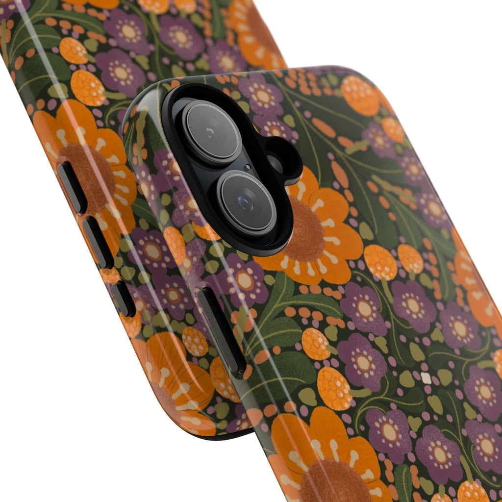Retro Orange Floral Phone Case | Tough Case
