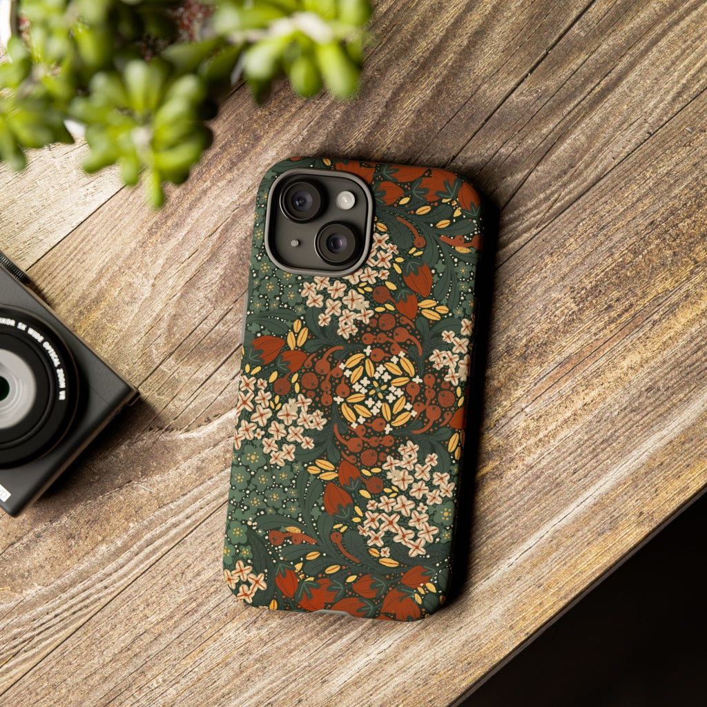 Autumn Floral Kaleidoscope Phone Case | Vintage Botanical Pattern