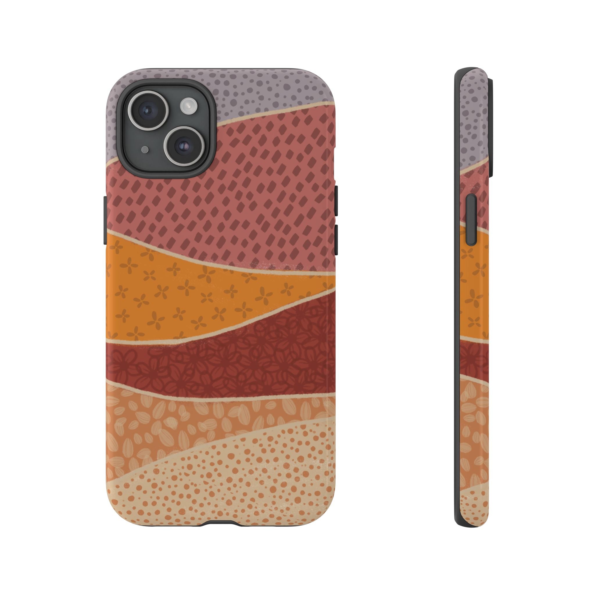 Retro Earth Tone Phone Case — Abstract Layered Pattern Tough Case