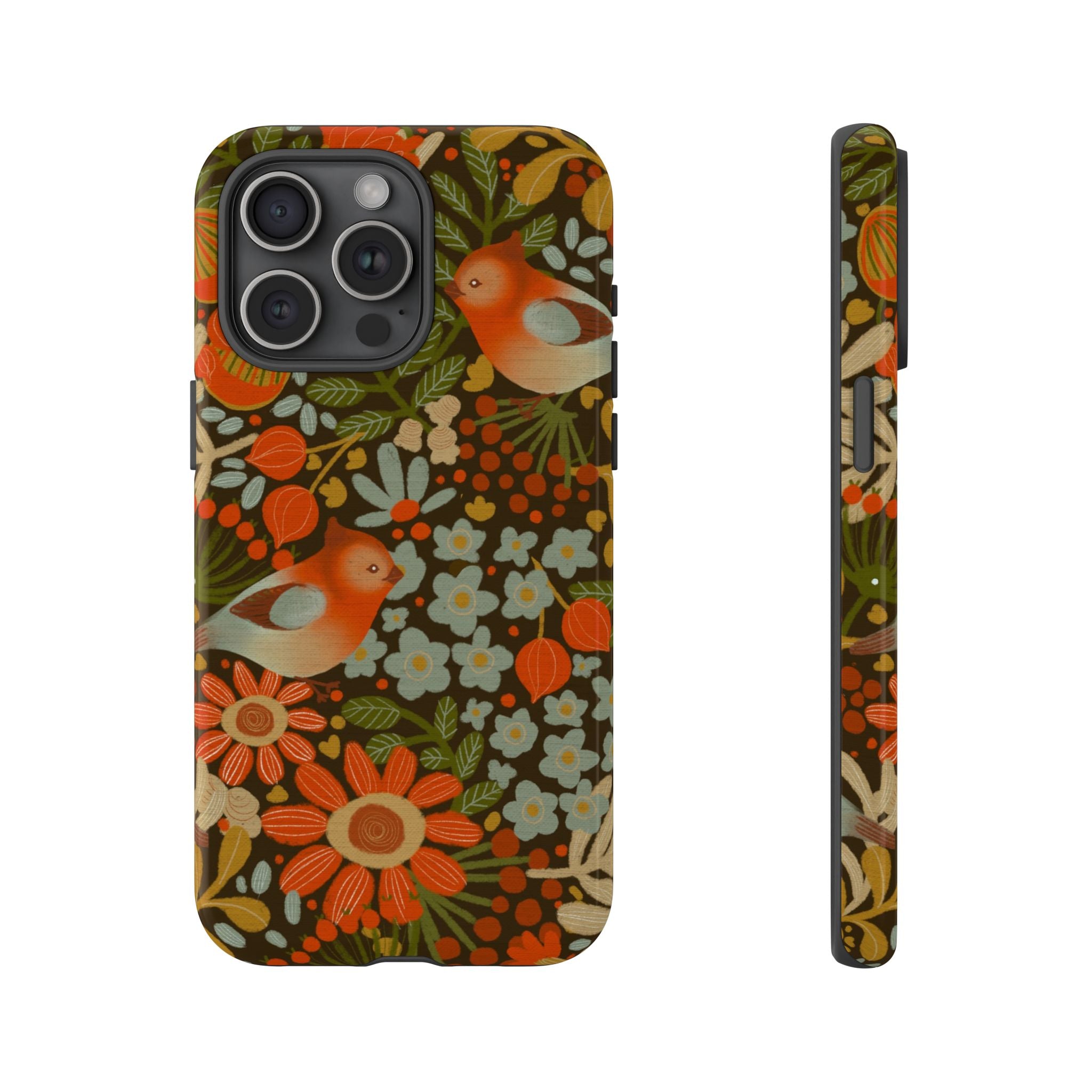 Retro Floral Birds Phone Case | Protective iPhone Cover