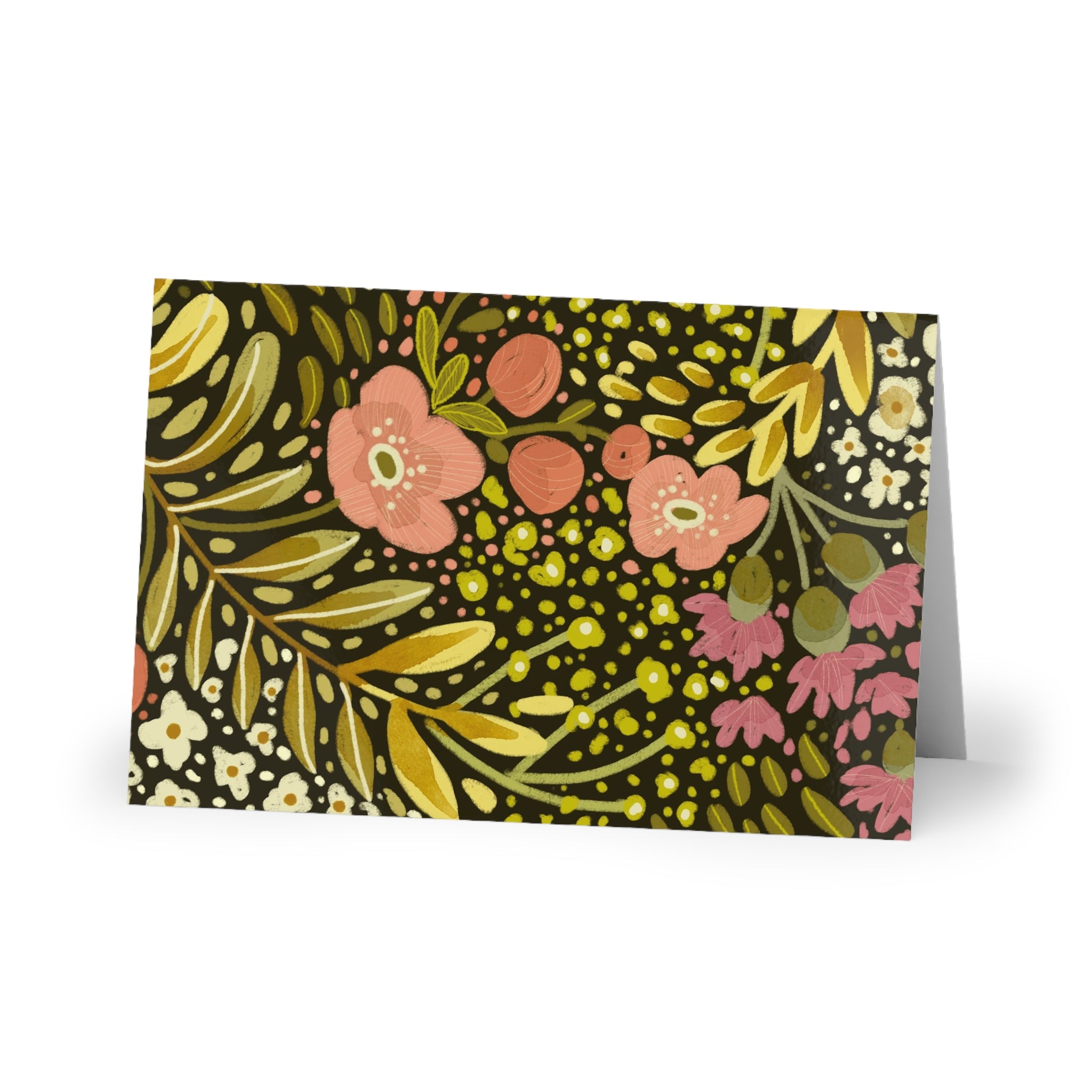 Vintage Floral Pattern Greeting Cards | Folded Note Card