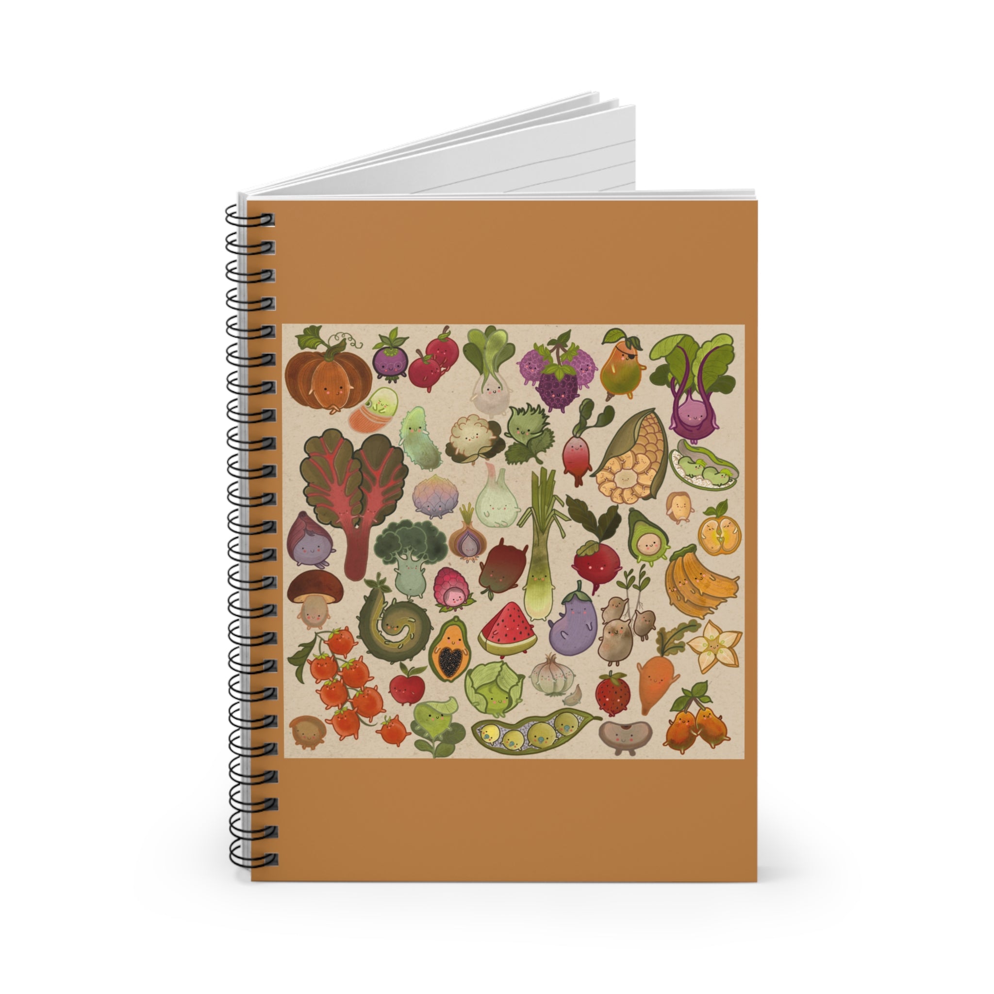 Vegetable Garden Spiral Notebook — Botanical Veggie Illustration Ruled Journal