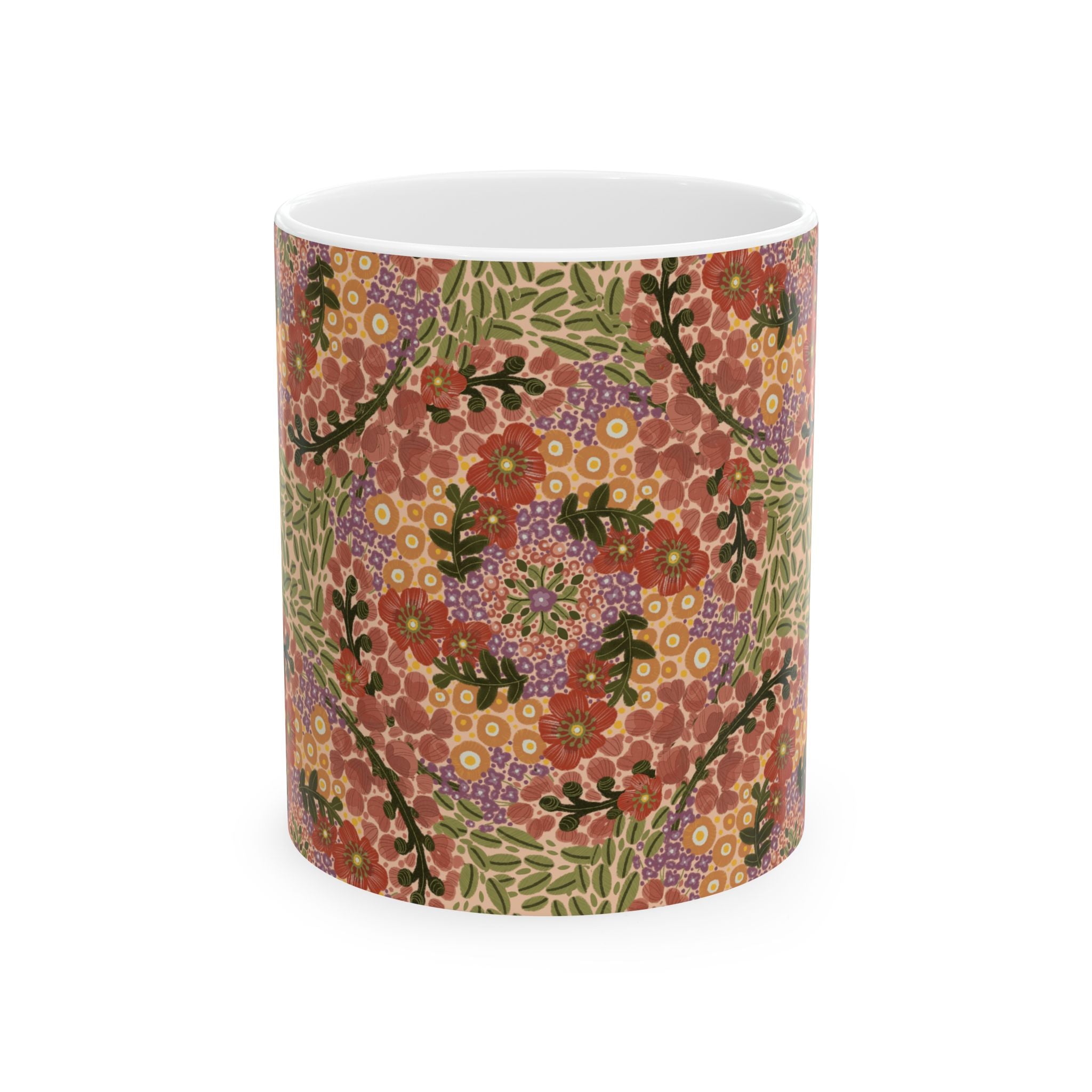Vintage Floral Pattern Mug | Boho Flower Mandala Ceramic Mug