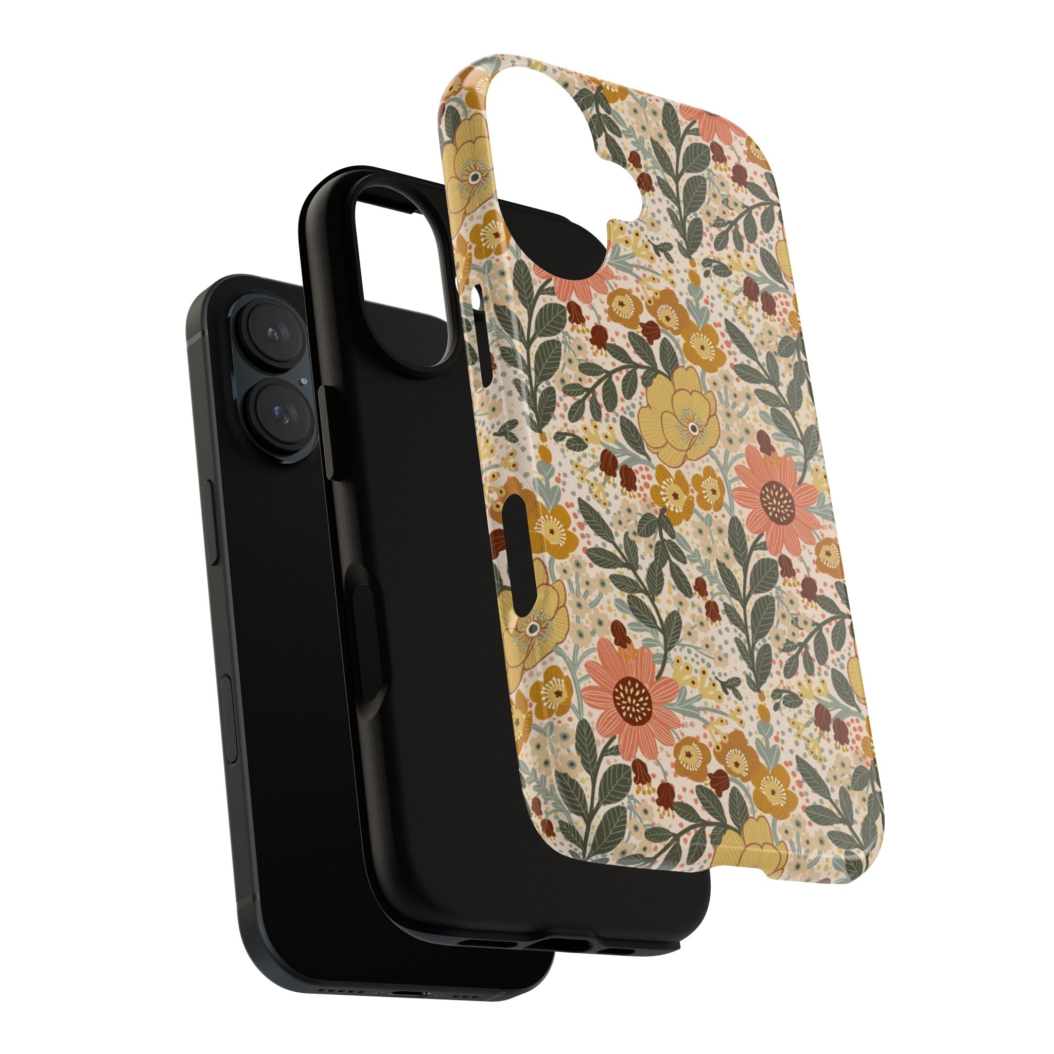 Vintage Floral Pattern Phone Case | Yellow Orange Wildflowers