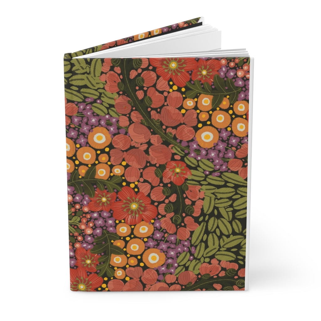 Retro Floral Pattern Hardcover Journal | Matte Botanical Notebook