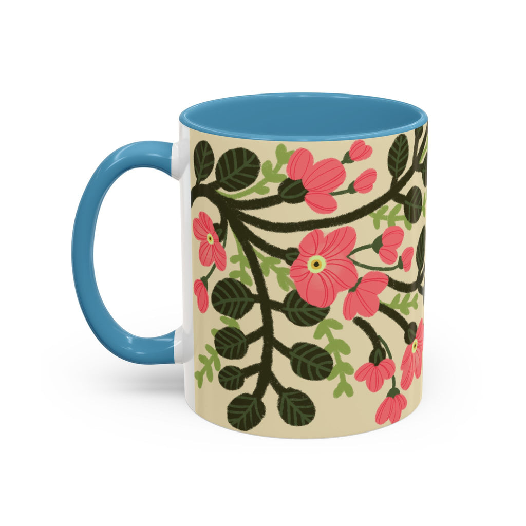 Floral Accent Coffee Mug - Pink Blossom Botanical Design (11/15oz)