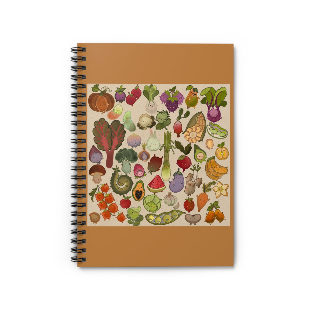 Vegetable Garden Spiral Notebook — Botanical Veggie Illustration Ruled Journal