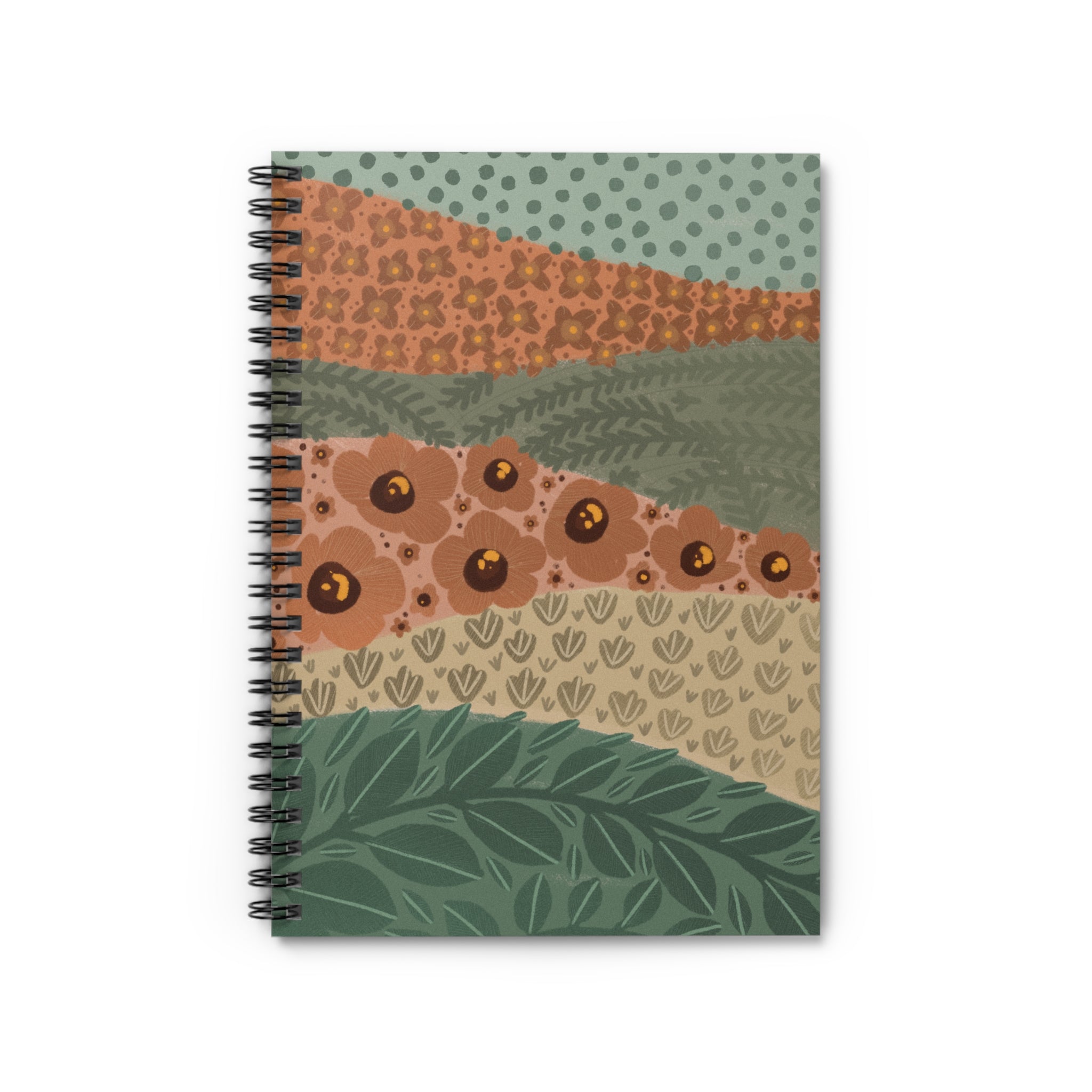 Floral Meadow Spiral Notebook — Earthy Botanical Ruled Journal