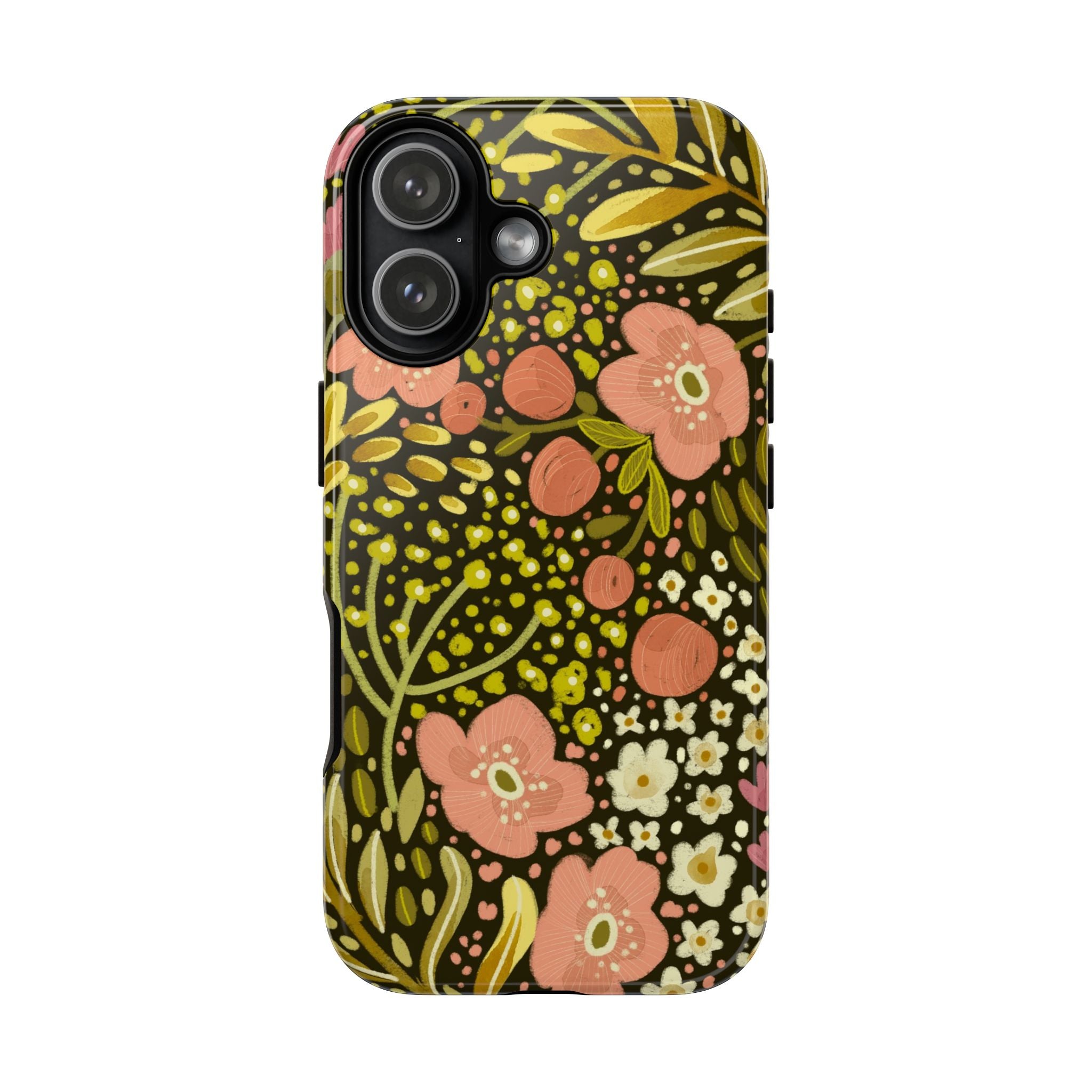 Vintage Floral Pattern Tough Case | Pink & Olive Botanical Phone Cover