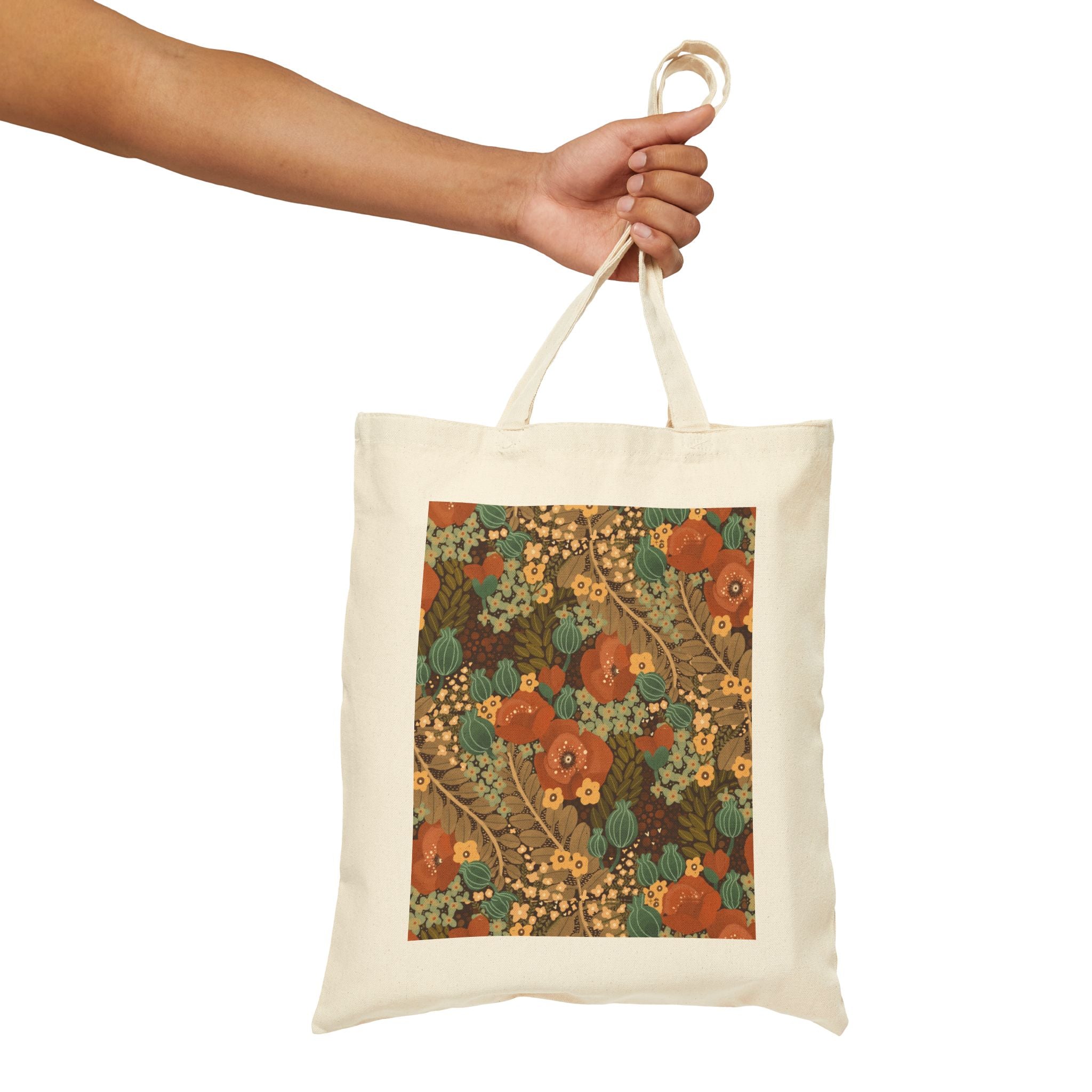 Vintage Floral Tote Bag – Autumn Botanical Canvas Tote