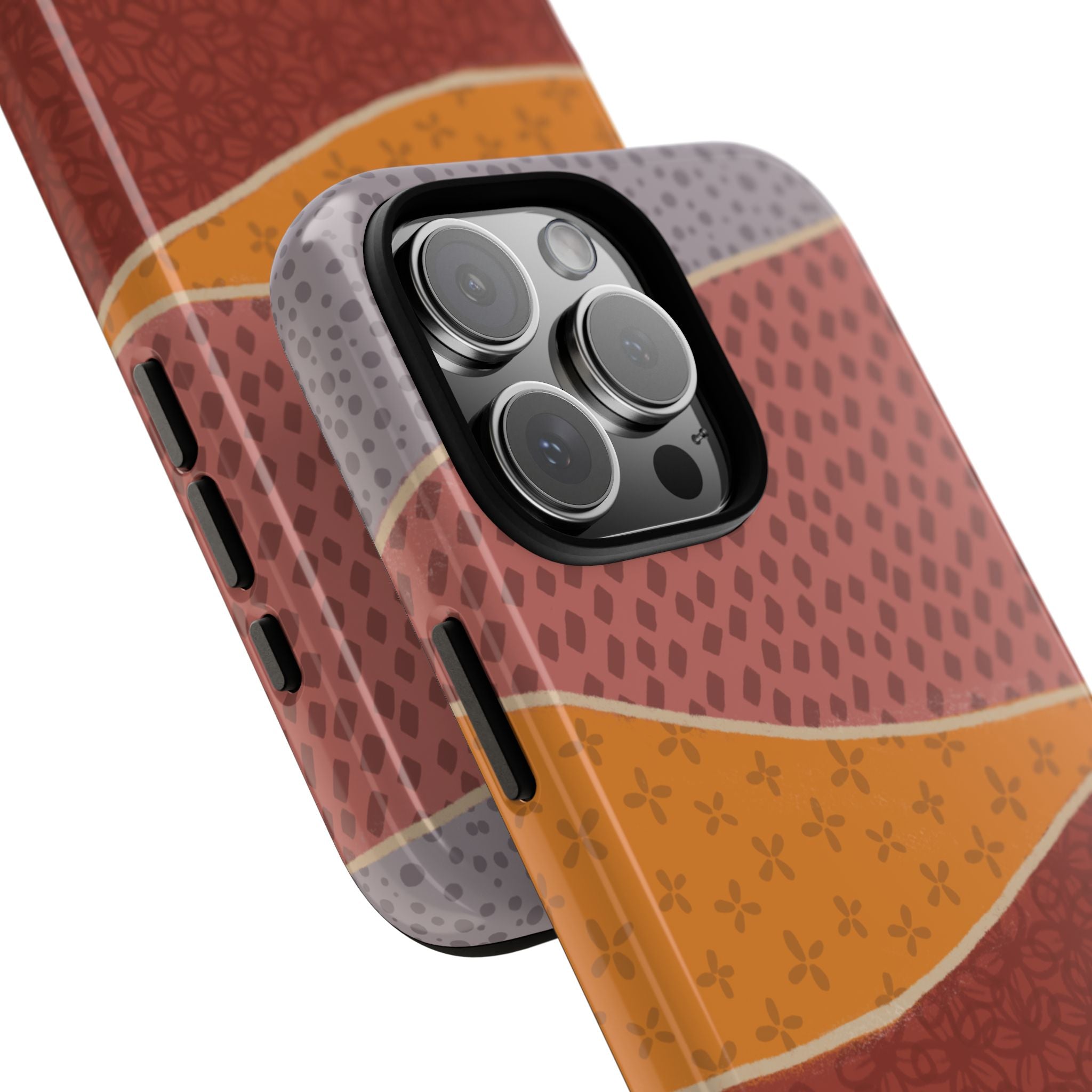Retro Earth Tone Phone Case — Abstract Layered Pattern Tough Case