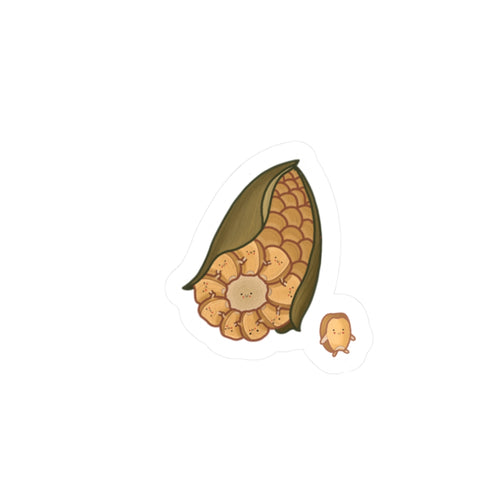 Corn Cob Kiss-Cut Sticker — Cute Kernel Character Laptop Decal
