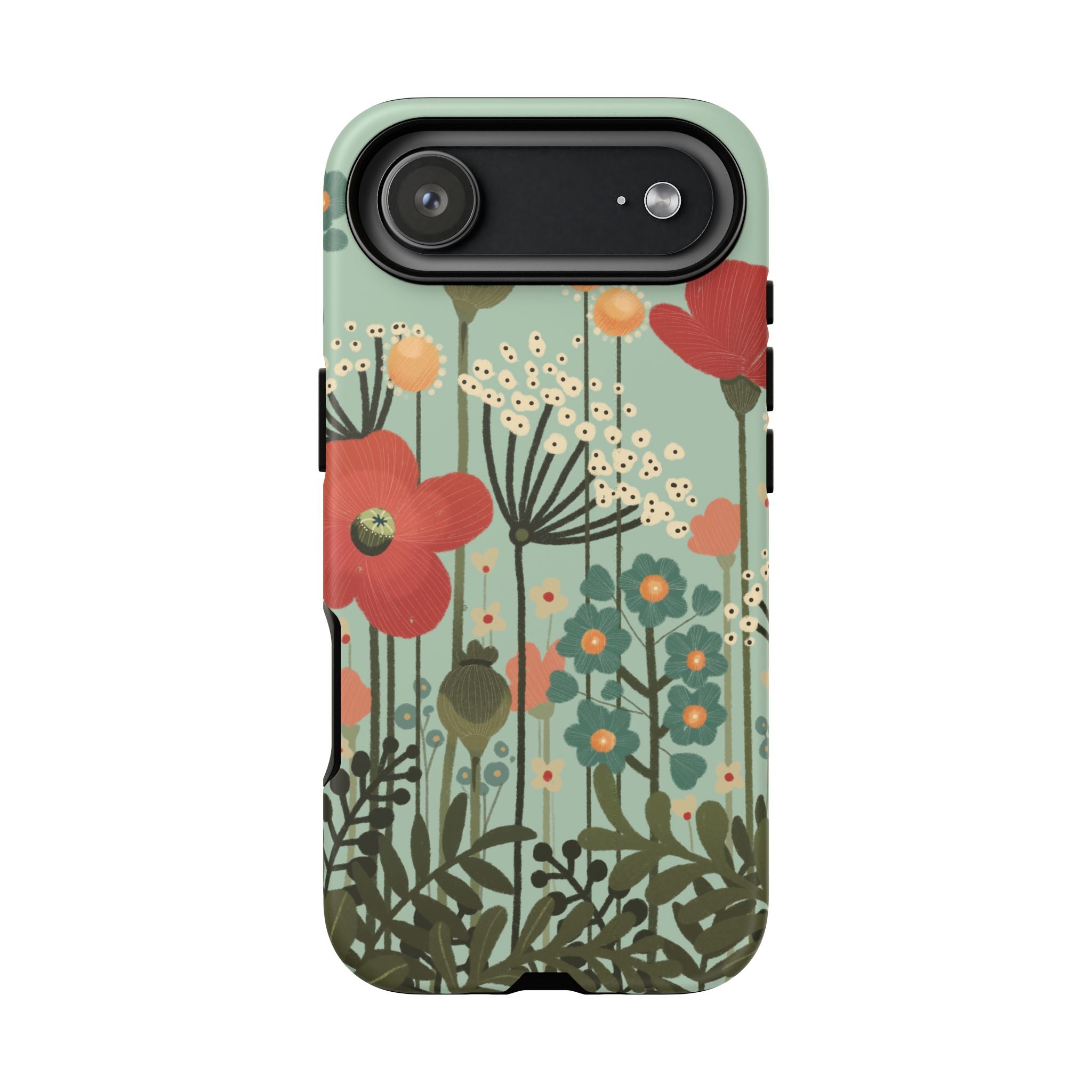 Floral Wildflower Tough Phone Case — Retro Poppy Garden Protective Cover