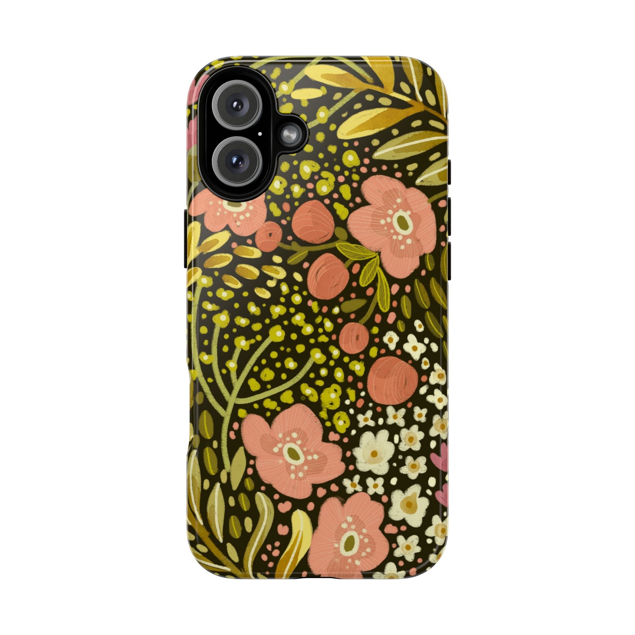 Vintage Floral Pattern Tough Case | Pink & Olive Botanical Phone Cover