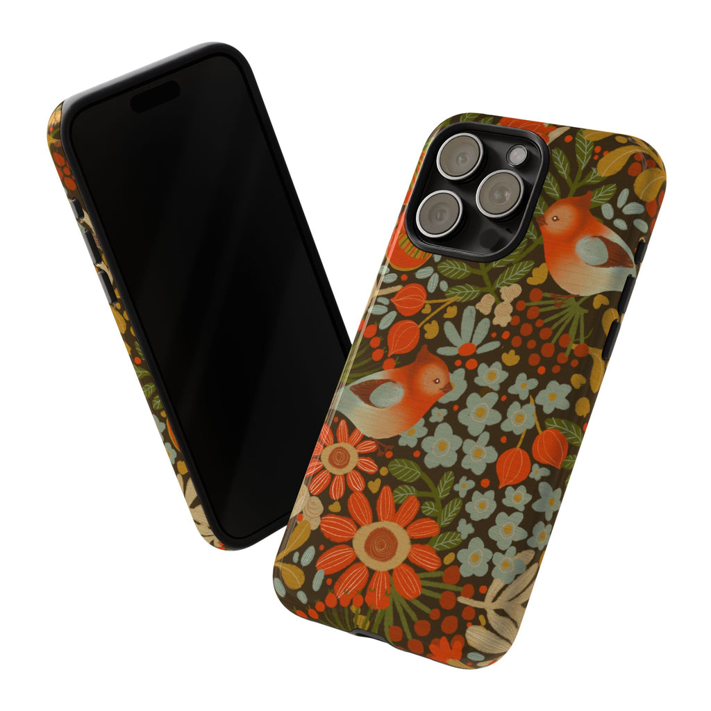 Retro Floral Birds Phone Case | Protective iPhone Cover