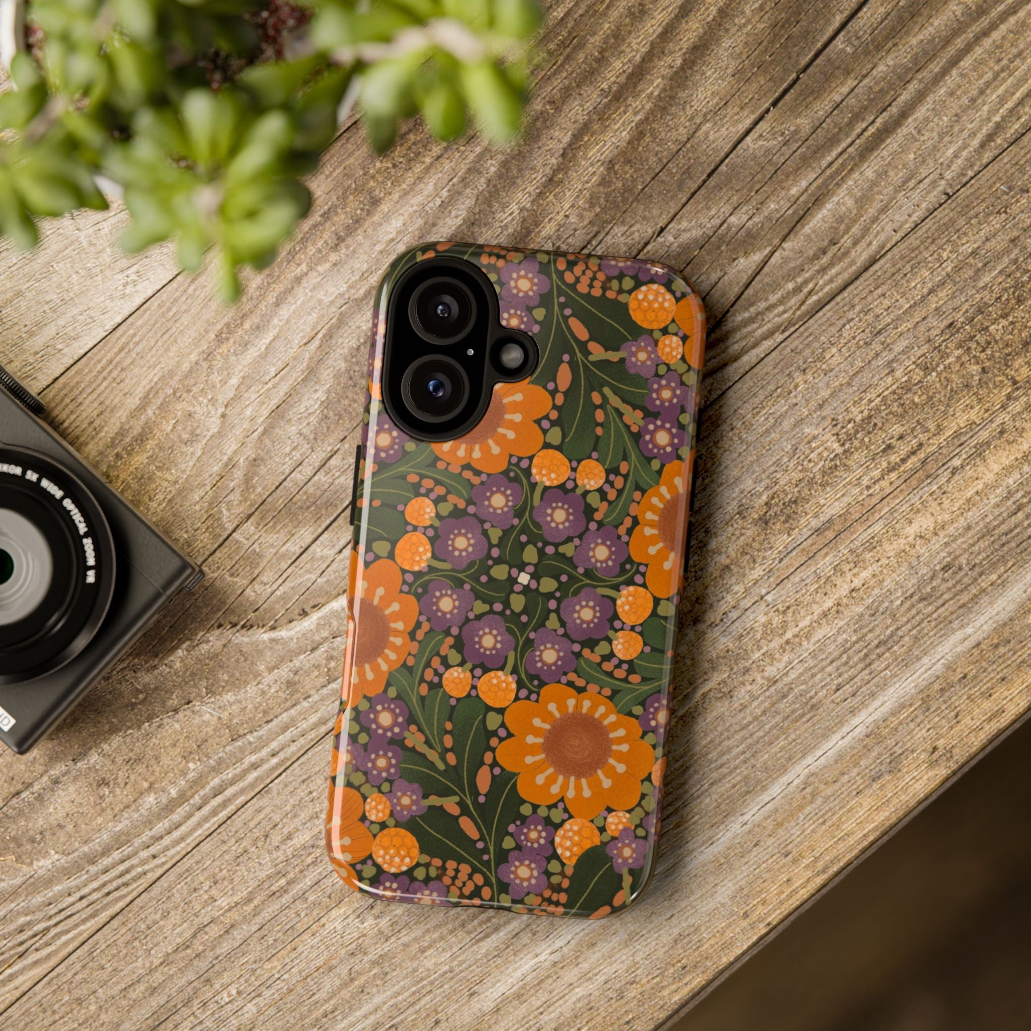 Retro Orange Floral Phone Case | Tough Case