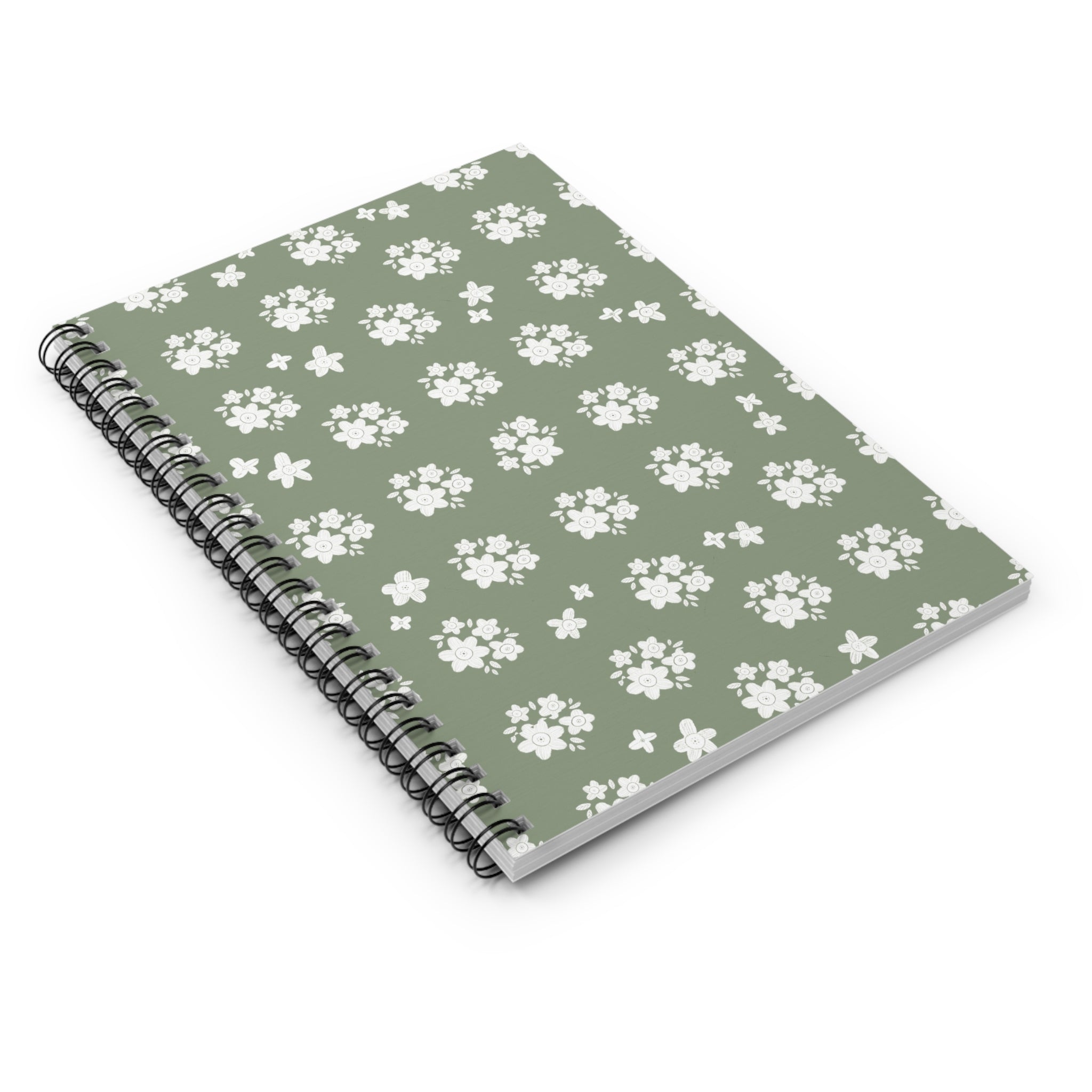 White Floral Pattern Spiral Notebook | Ruled Notebook