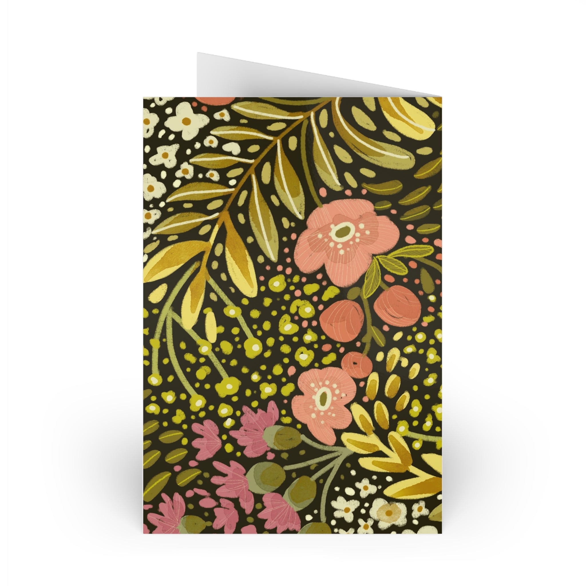 Vintage Floral Pattern Greeting Cards | Folded Note Card