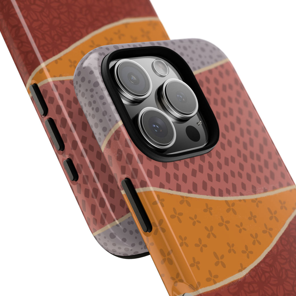 Retro Earth Tone Phone Case — Abstract Layered Pattern Tough Case
