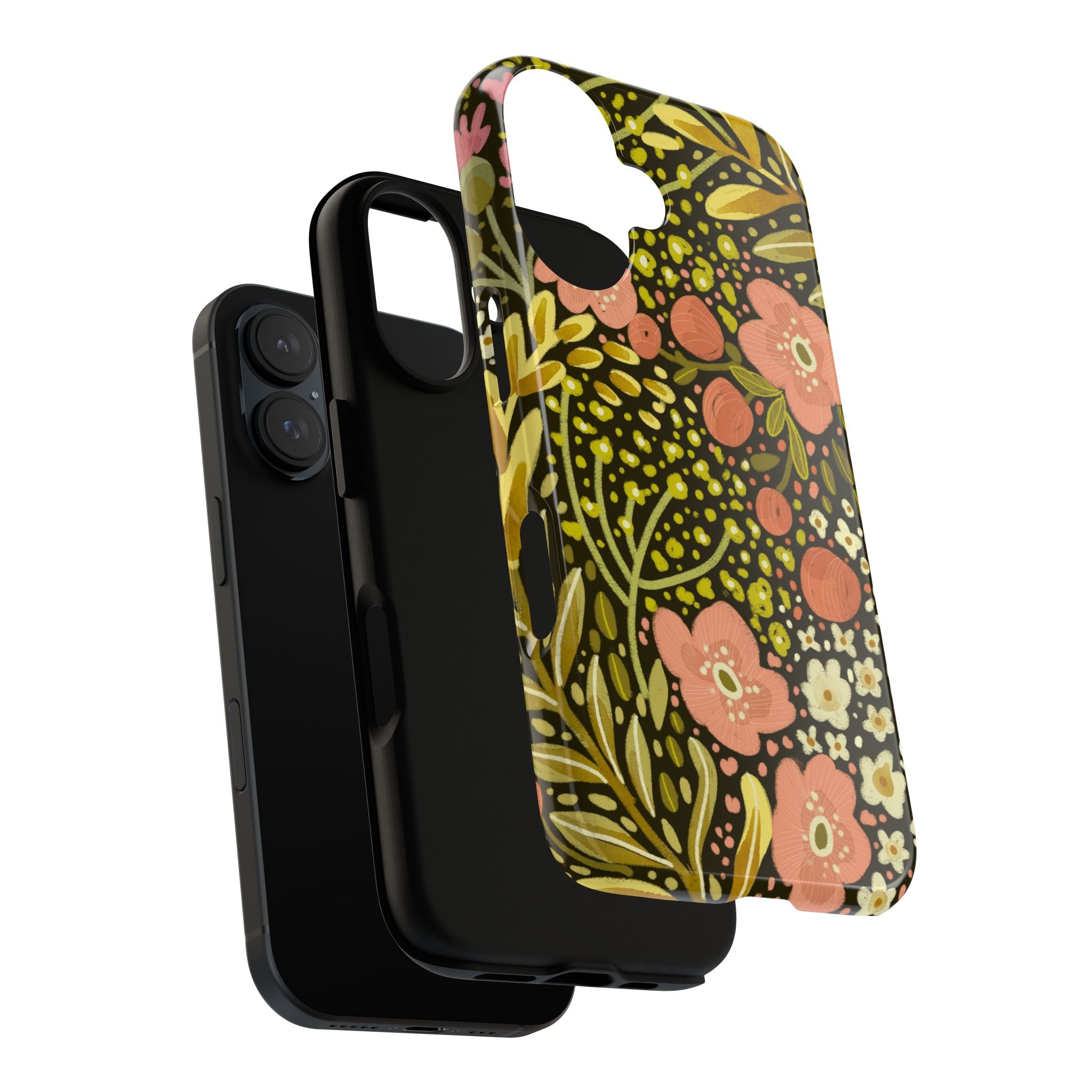 Vintage Floral Pattern Tough Case | Pink & Olive Botanical Phone Cover