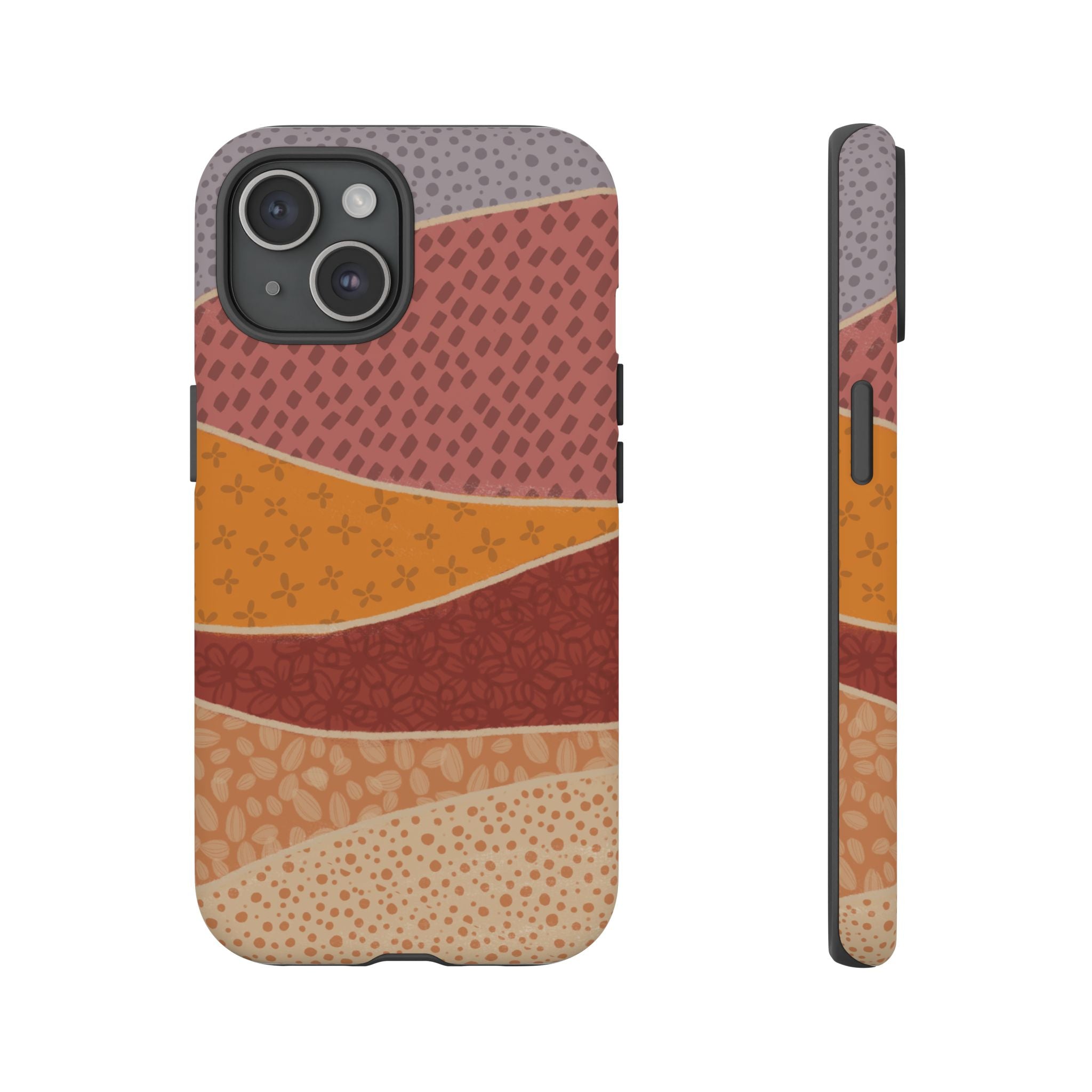 Retro Earth Tone Phone Case — Abstract Layered Pattern Tough Case