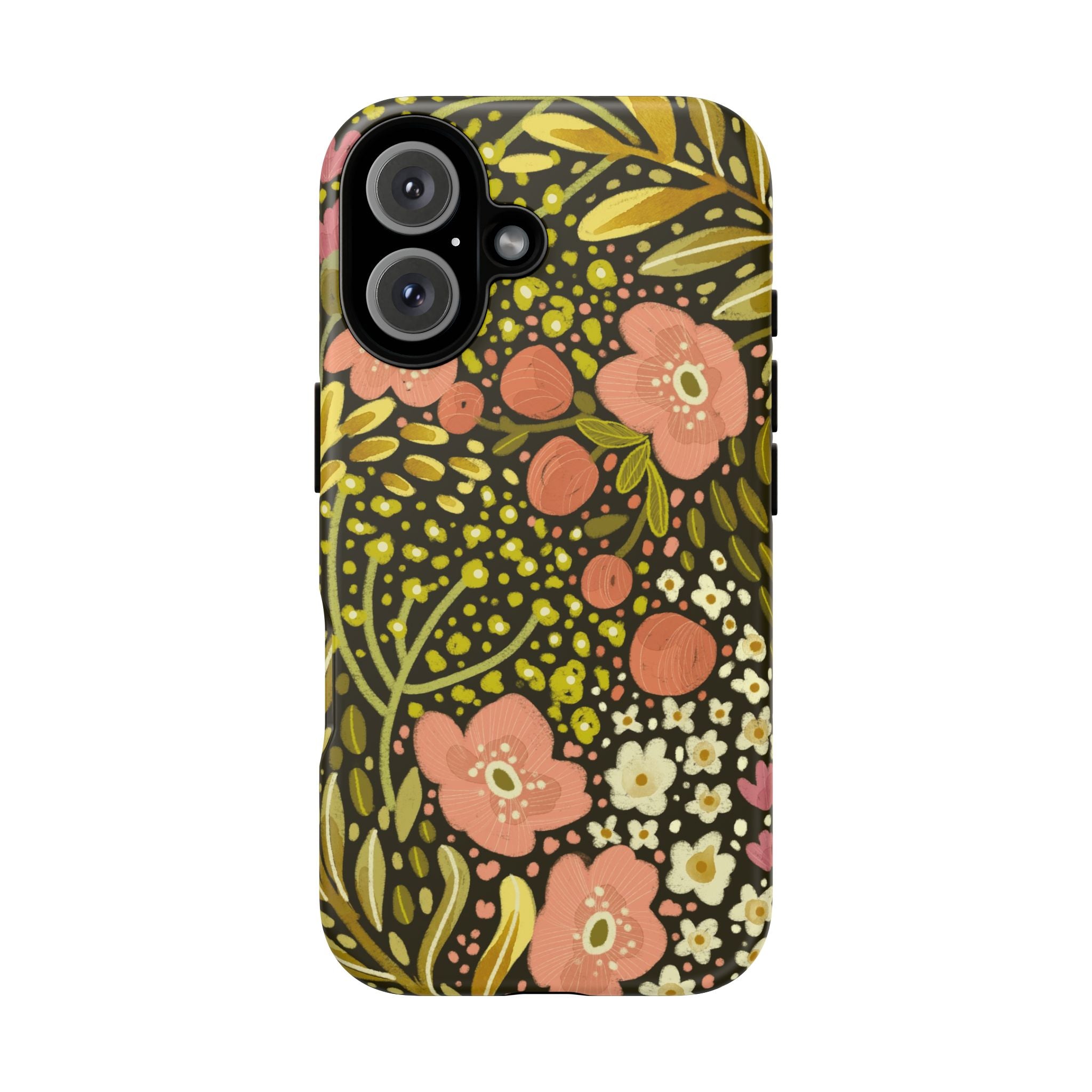 Vintage Floral Pattern Tough Case | Pink & Olive Botanical Phone Cover