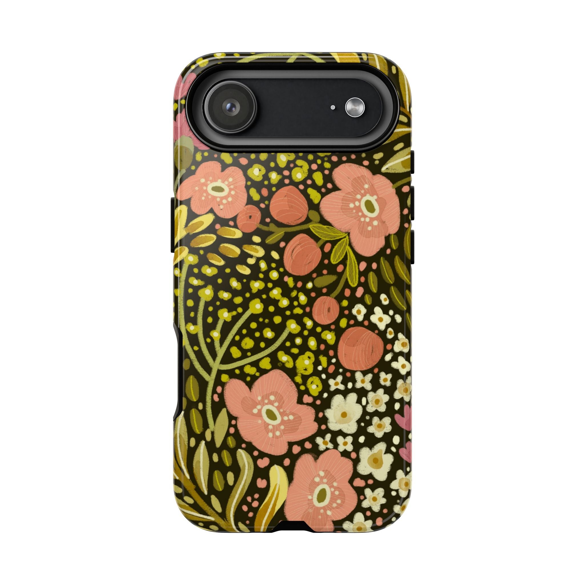 Vintage Floral Pattern Tough Case | Pink & Olive Botanical Phone Cover