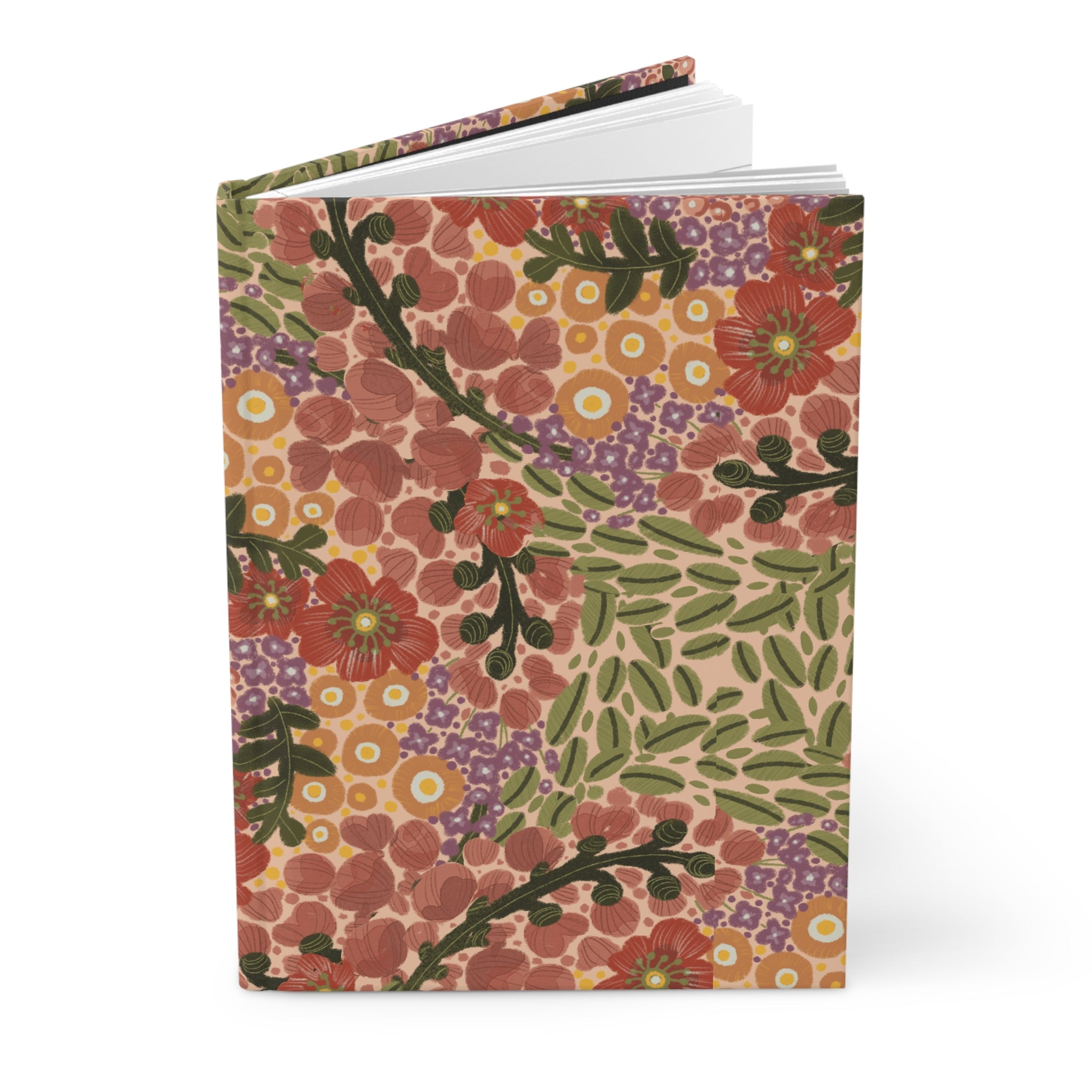 Vintage Floral Pattern Hardcover Journal | Botanical Notebook, Retro Flowers