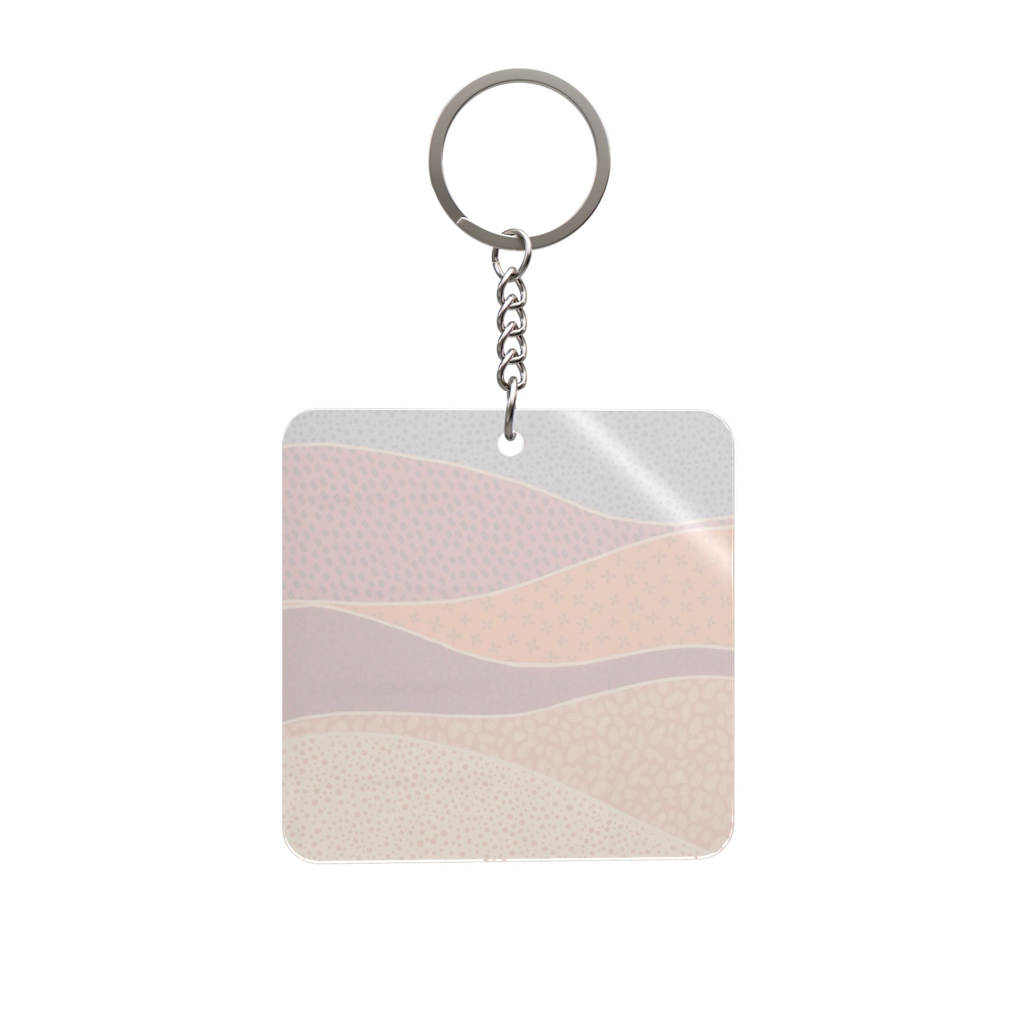 Abstract Earth Tone Square Keychain — Desert Wave Pattern Accessory