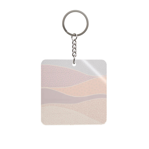 Abstract Earth Tone Square Keychain — Desert Wave Pattern Accessory