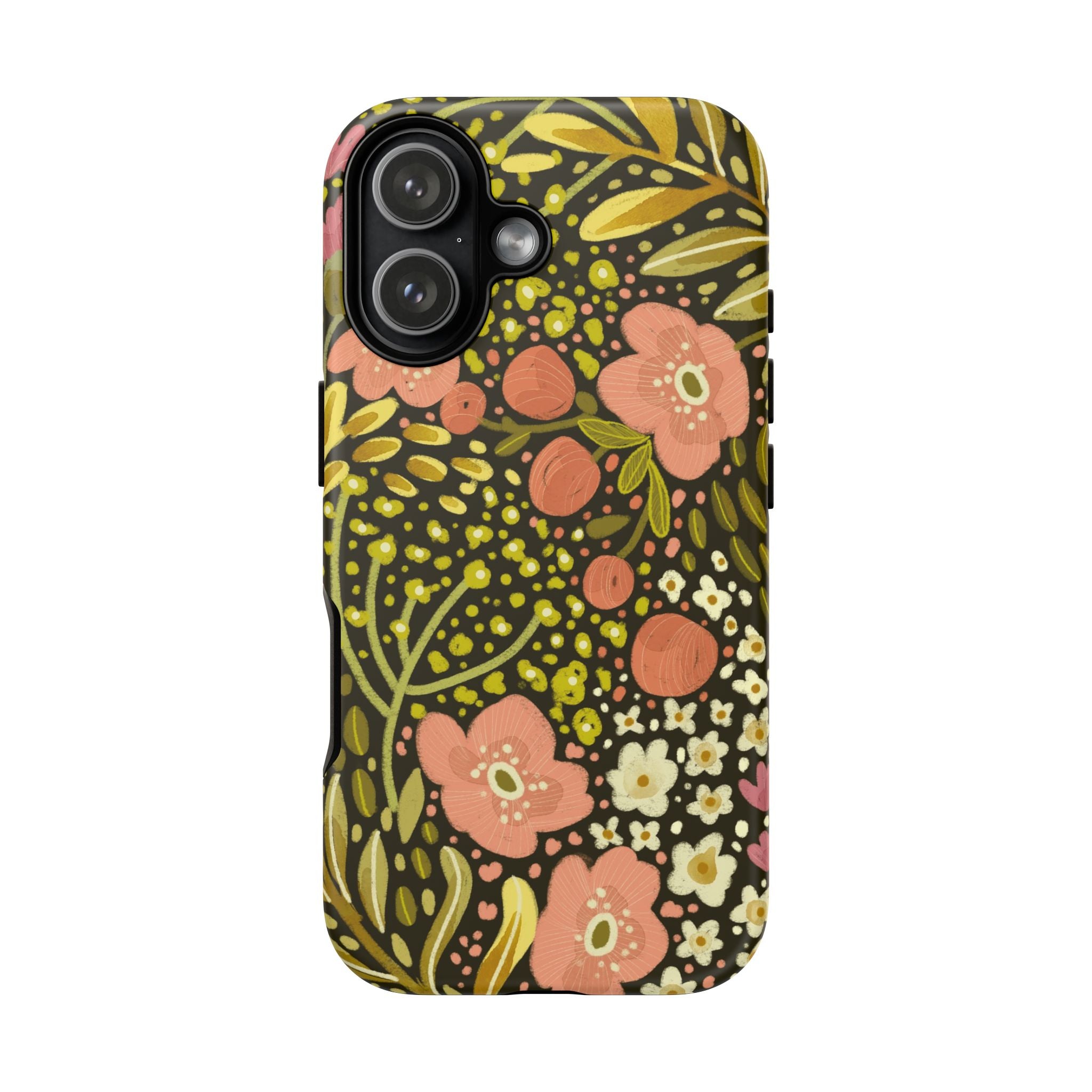 Vintage Floral Pattern Tough Case | Pink & Olive Botanical Phone Cover
