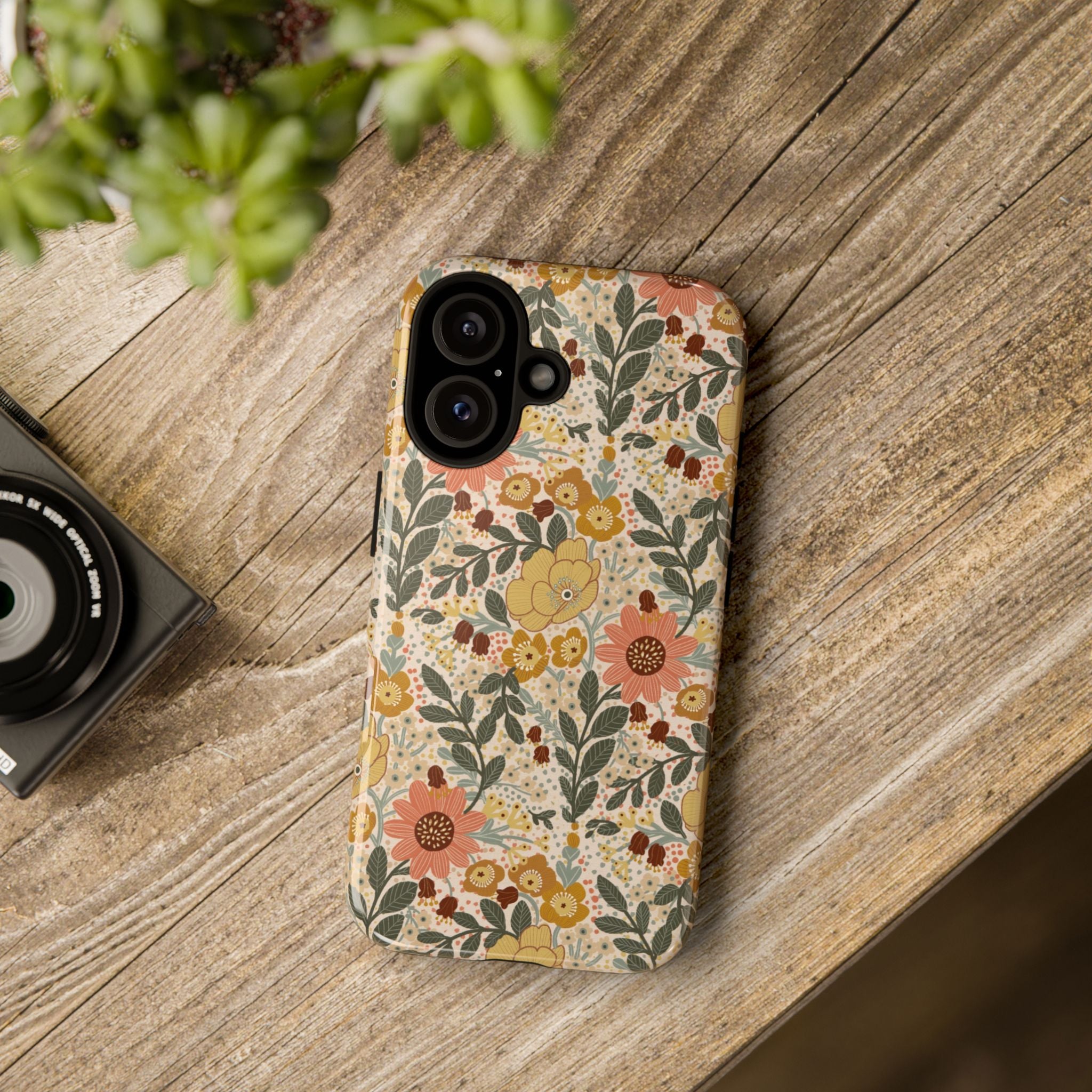 Vintage Floral Pattern Phone Case | Yellow Orange Wildflowers