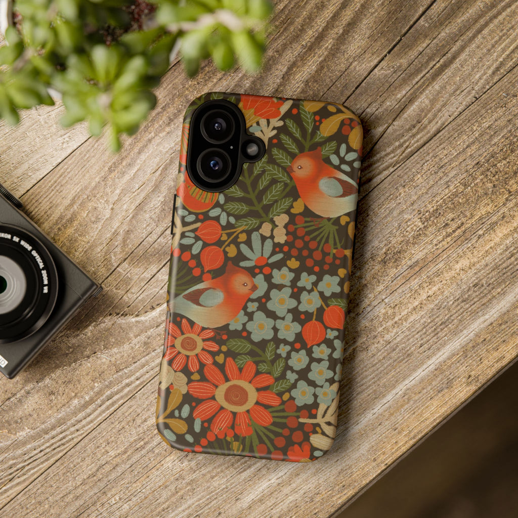 Retro Floral Birds Phone Case | Protective iPhone Cover