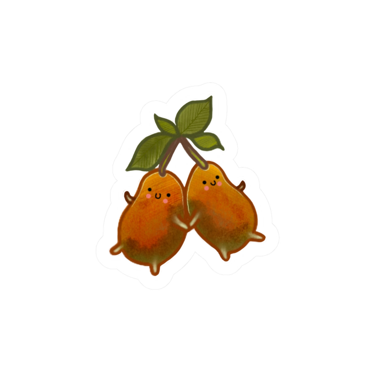 Cute Pair of Mango Sticker — Kawaii Fruit Kiss-Cut Vinyl Sticker