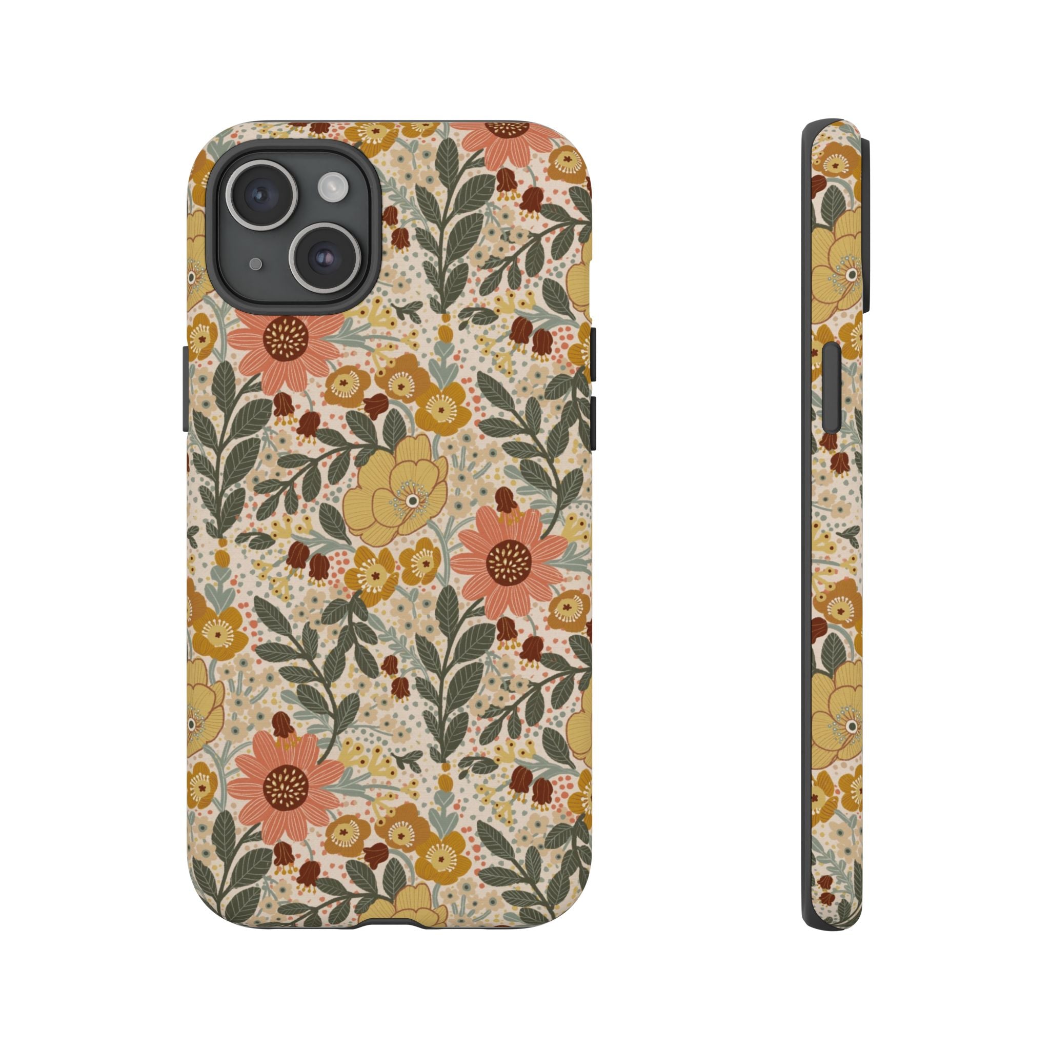 Vintage Floral Pattern Phone Case | Yellow Orange Wildflowers