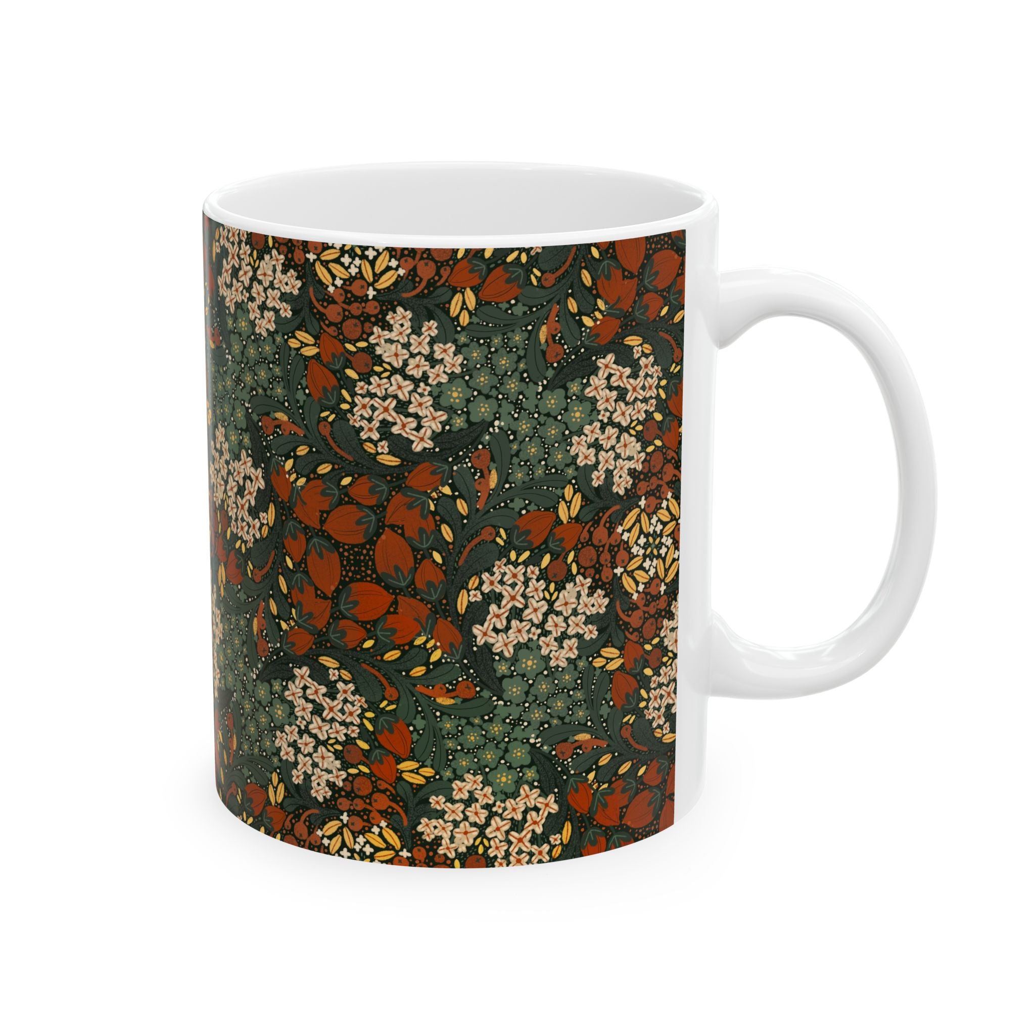 Vintage Floral Pattern Mug | Autumn Bouquet Ceramic Coffee Cup