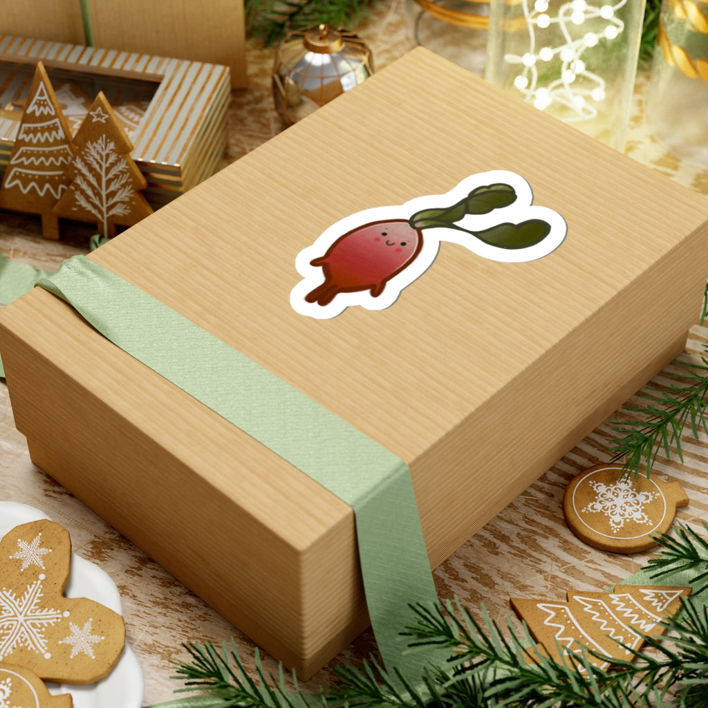 Cute Radish Sticker — Kawaii Garden Plant Vinyl Kiss-Cut Decal