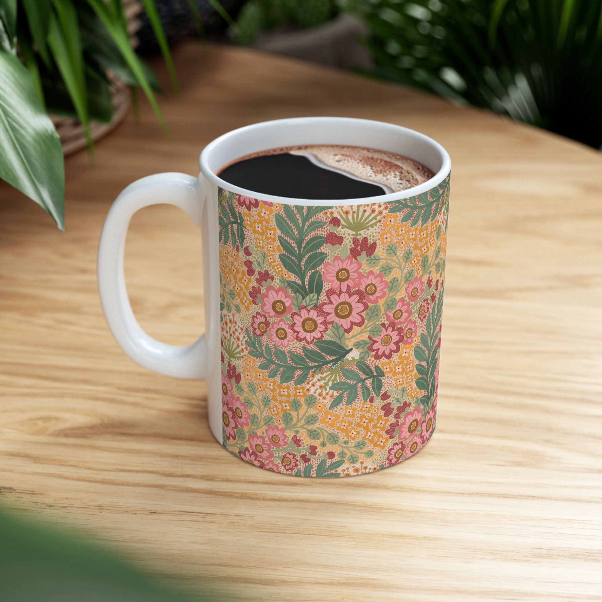 Floral Vintage Ceramic Mug — Retro Cottagecore 11oz & 15oz