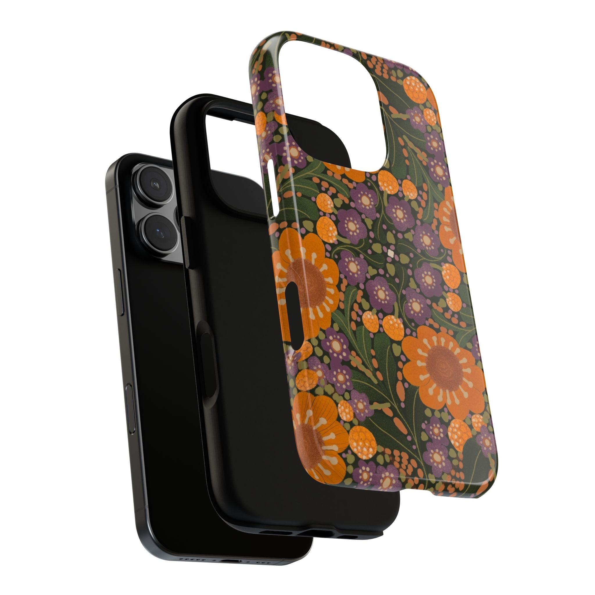 Retro Orange Floral Phone Case | Tough Case