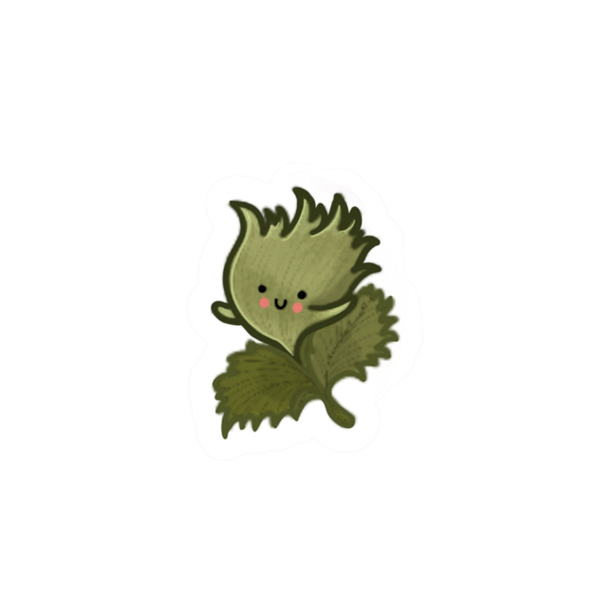 Cute nettle Leaf Kiss-Cut Sticker — Adorable Plant Character Decal for Laptops & Water Bottles