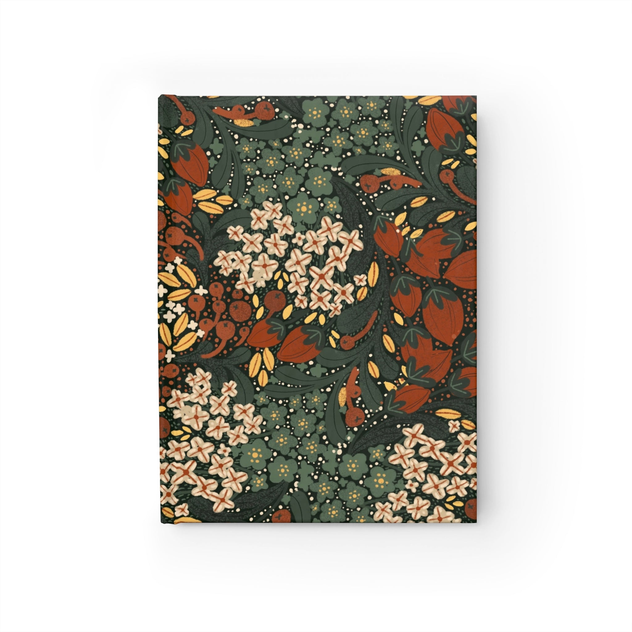 Vintage Floral Pattern Journal | Green Red Botanical Notebook