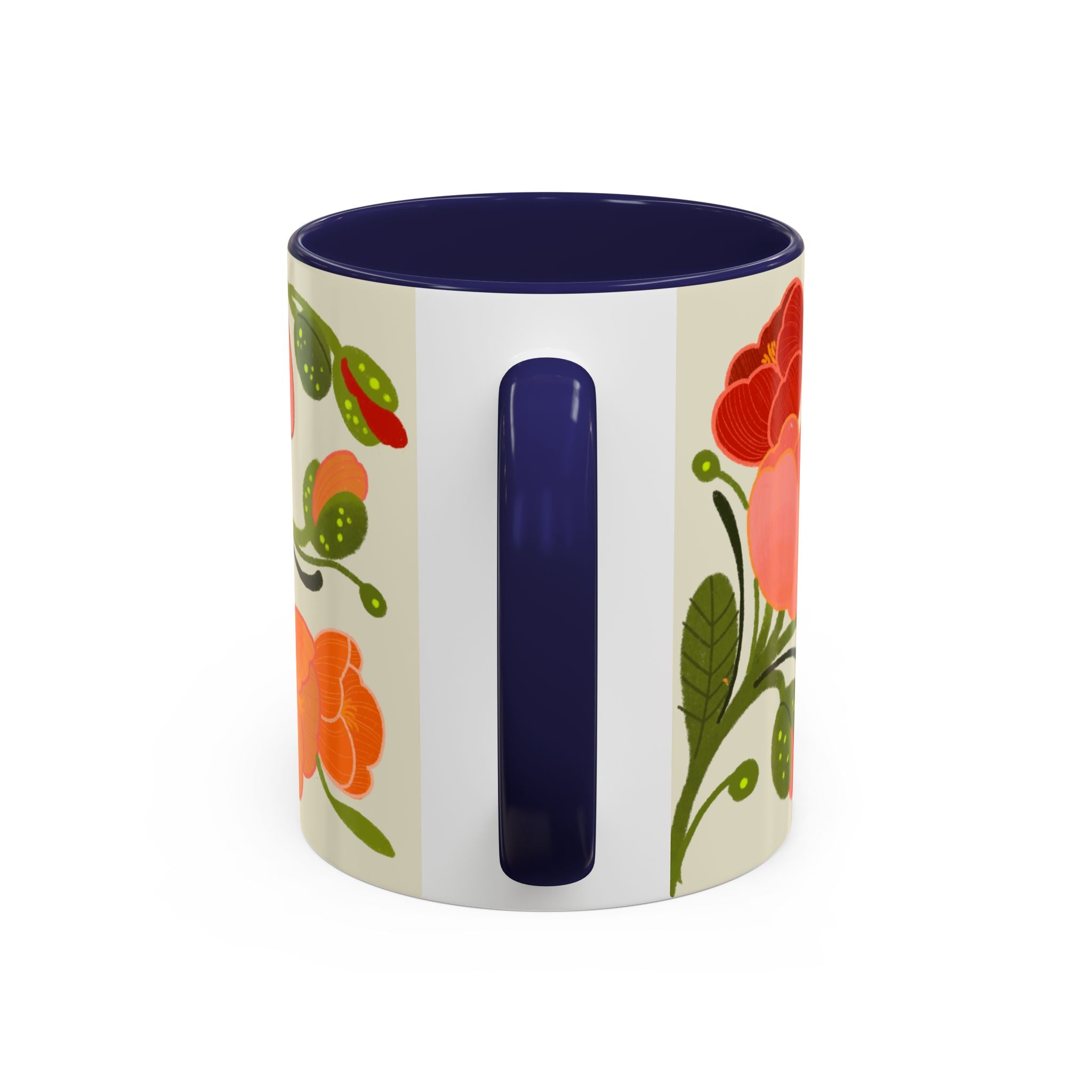 Floral Accent Coffee Mug — Coral Poppy Bouquet Design (11/15 oz)
