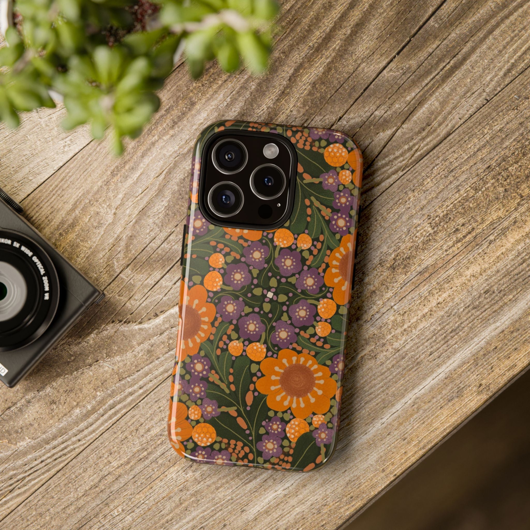 Retro Orange Floral Phone Case | Tough Case