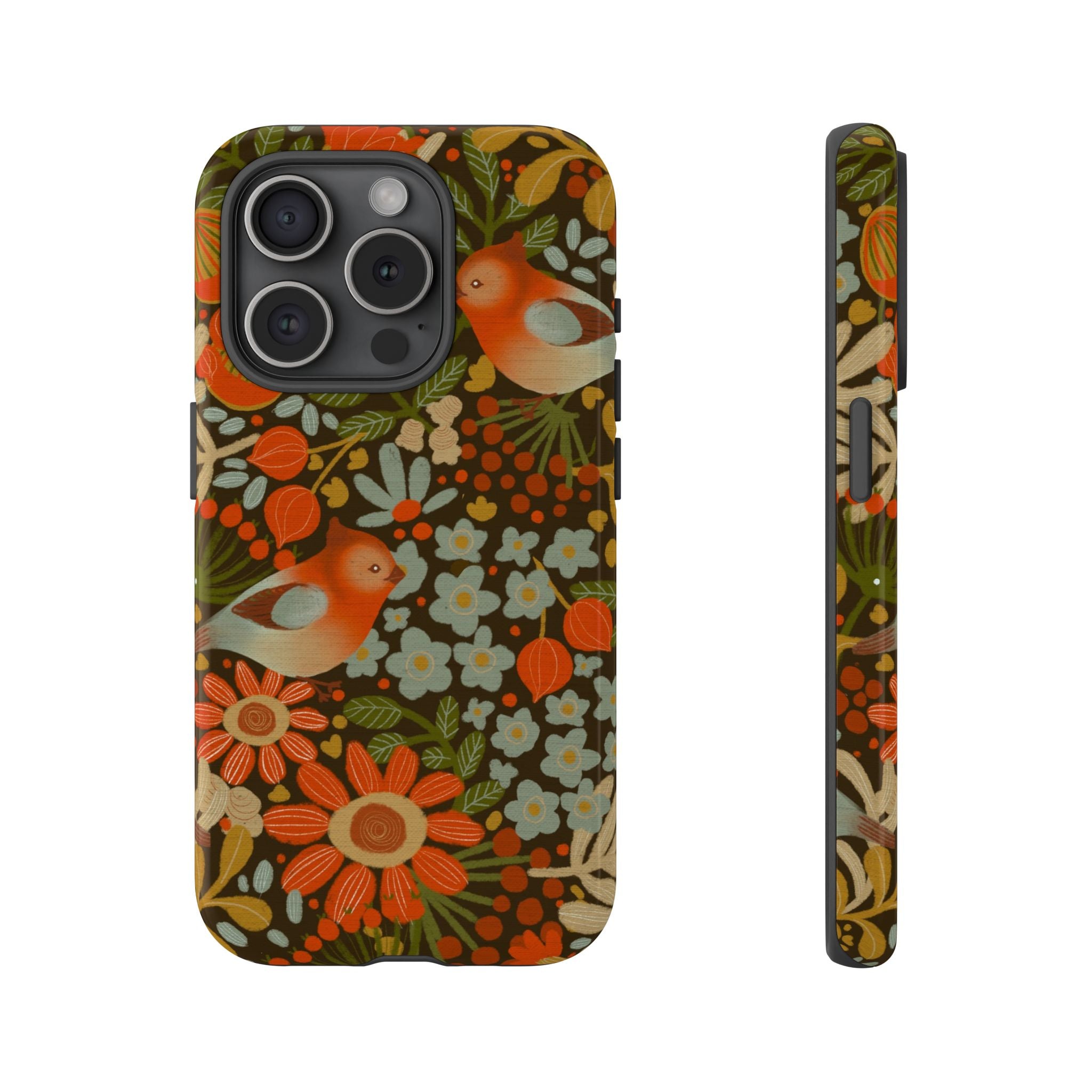 Retro Floral Birds Phone Case | Protective iPhone Cover
