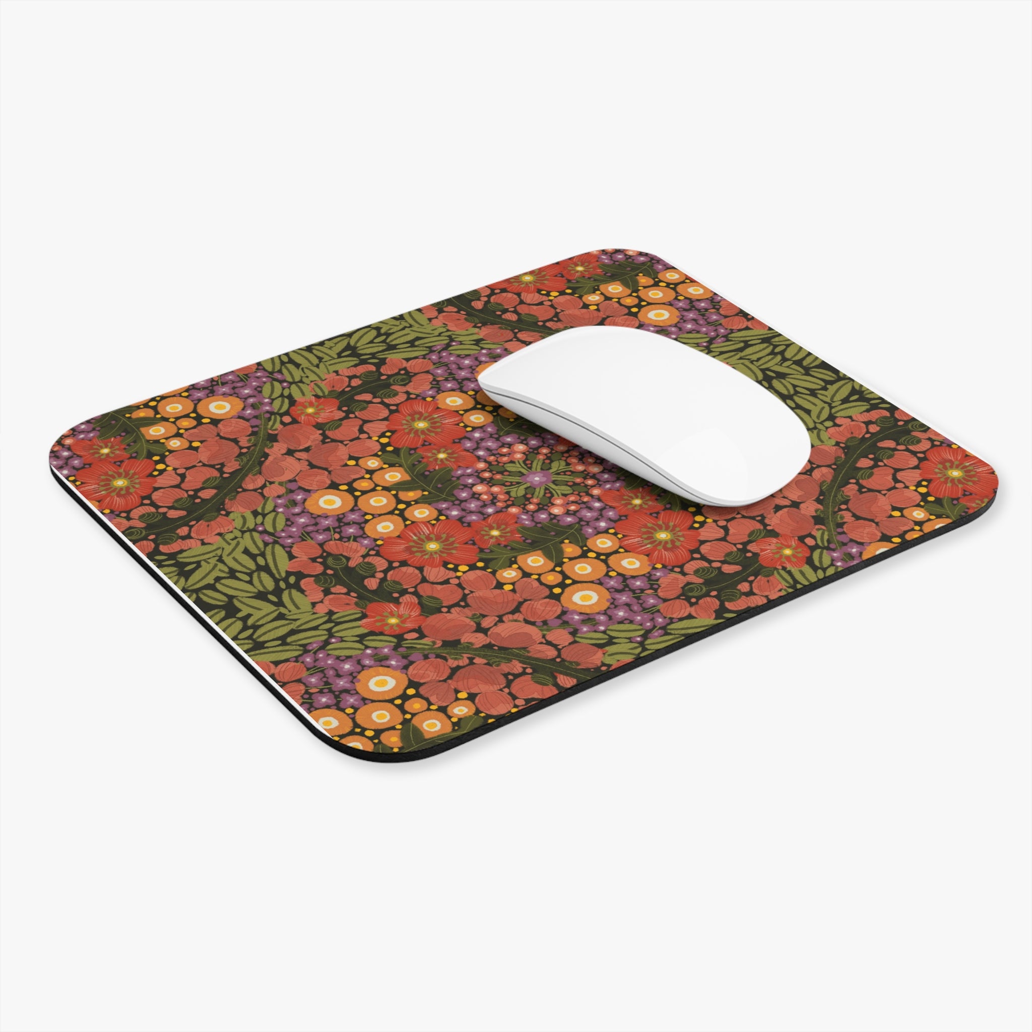 Vintage Floral Kaleidoscope Mouse Pad | Retro Flower Pattern