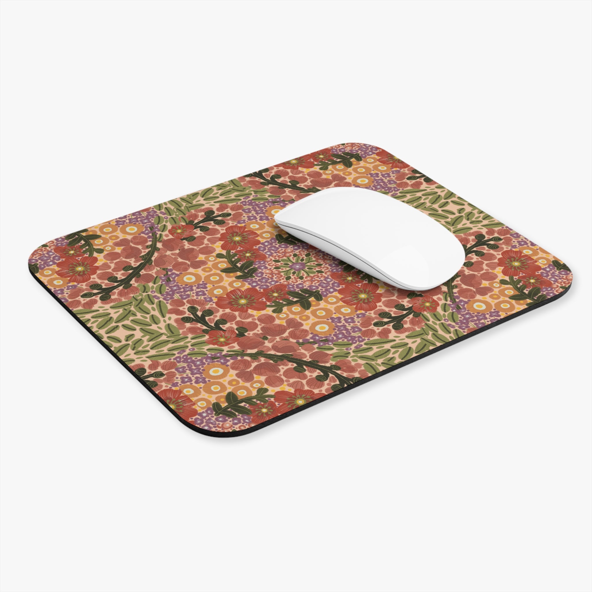 Vintage Floral Pattern Mouse Pad | Retro Botanical Desk Accessory