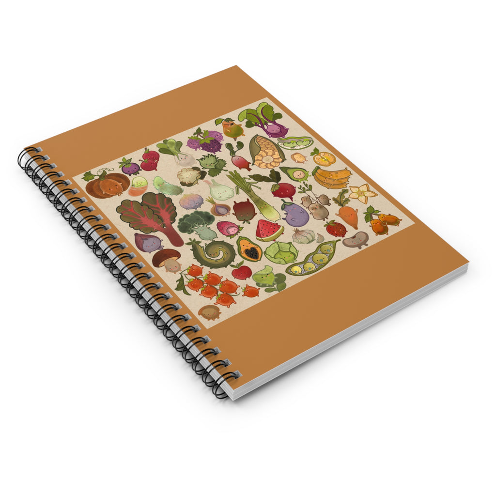 Vegetable Garden Spiral Notebook — Botanical Veggie Illustration Ruled Journal
