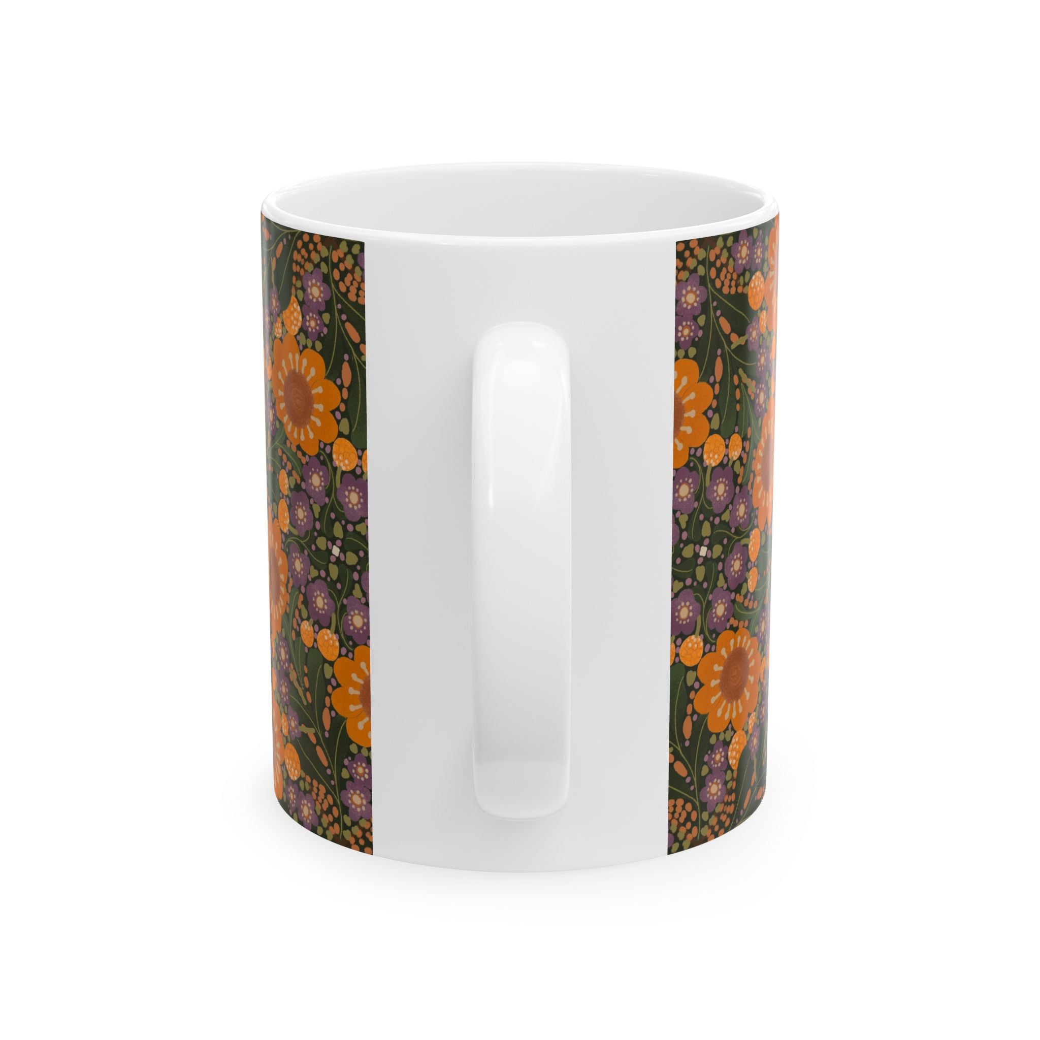 Autumn Sunflower Pattern Mug | Orange Floral Ceramic Mug