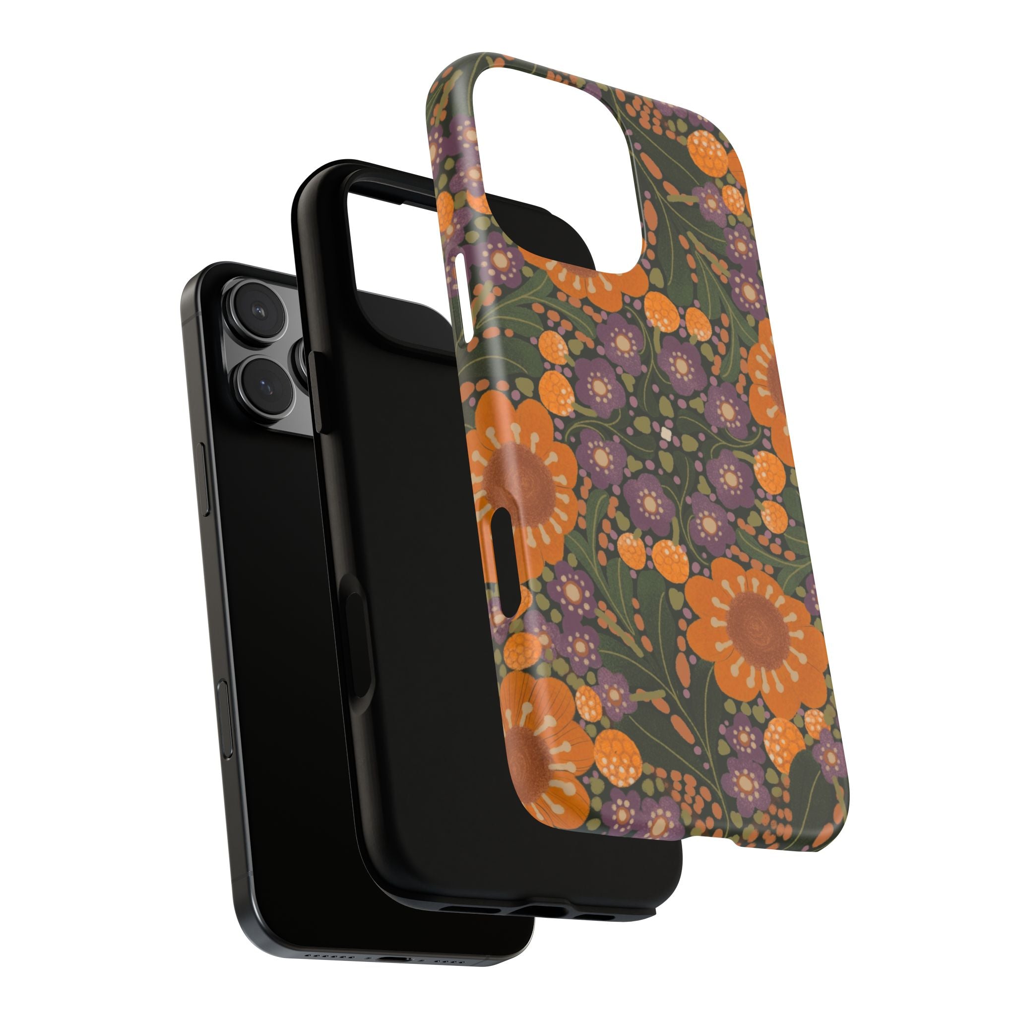 Retro Orange Floral Phone Case | Tough Case